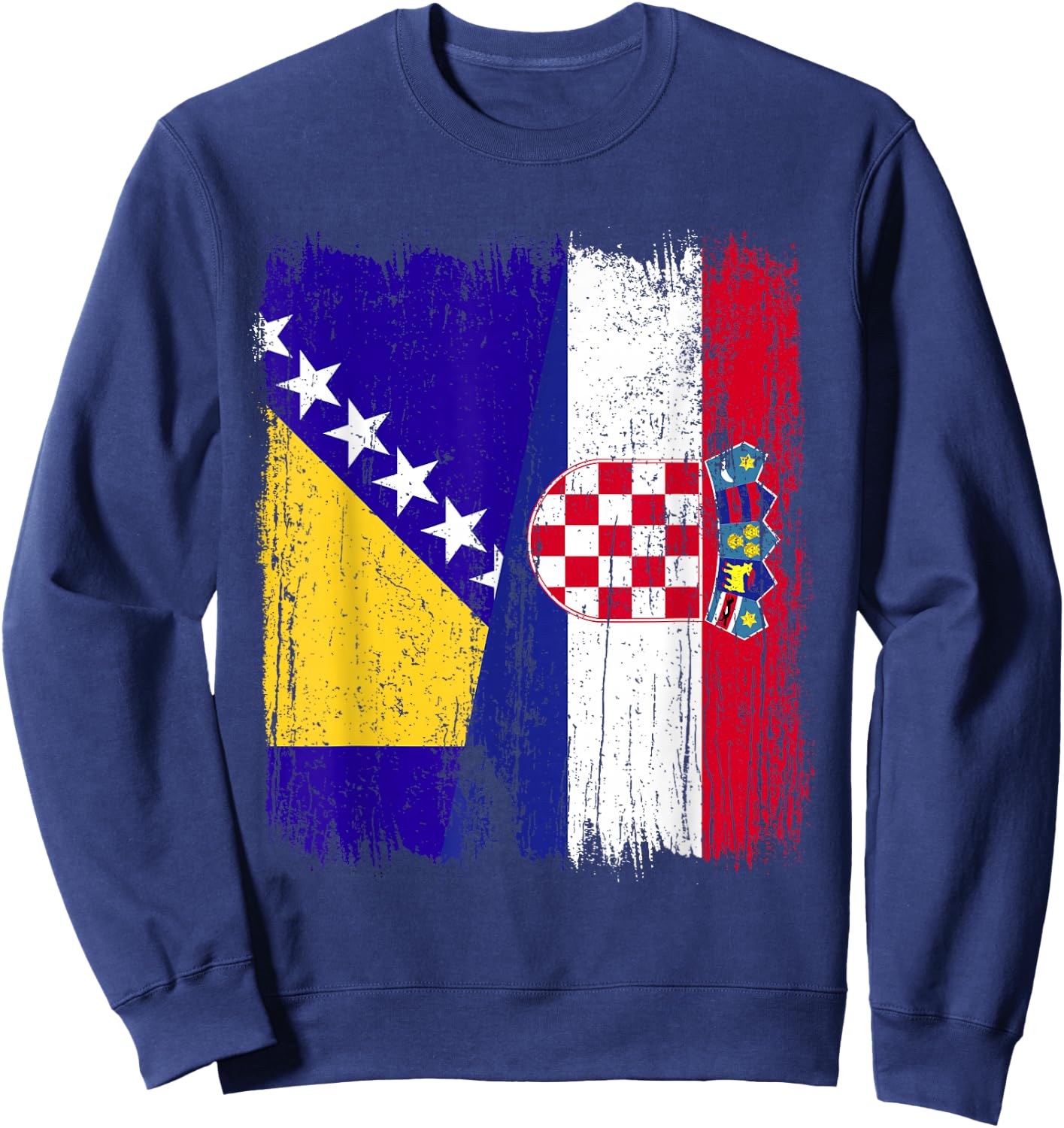 Bosnia and Herzegovina Croatia Half Flag Sweatshirt - Sweatshirt | Navy