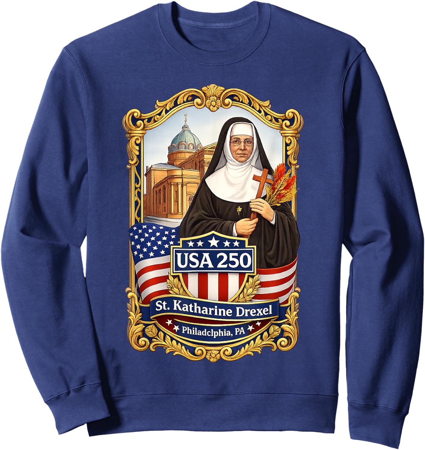 Saint Katharine Drexel Missionary of Charity and Education Sweatshirt - Sweatshirt | Navy