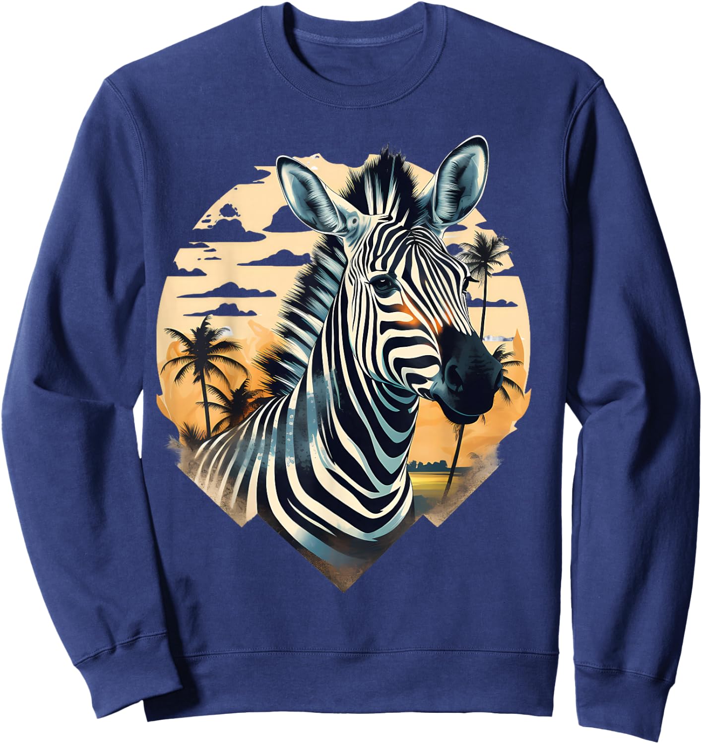 Zebra Portrait Animal Art African Animal Lovers Wildlife Sweatshirt - Sweatshirt | Navy