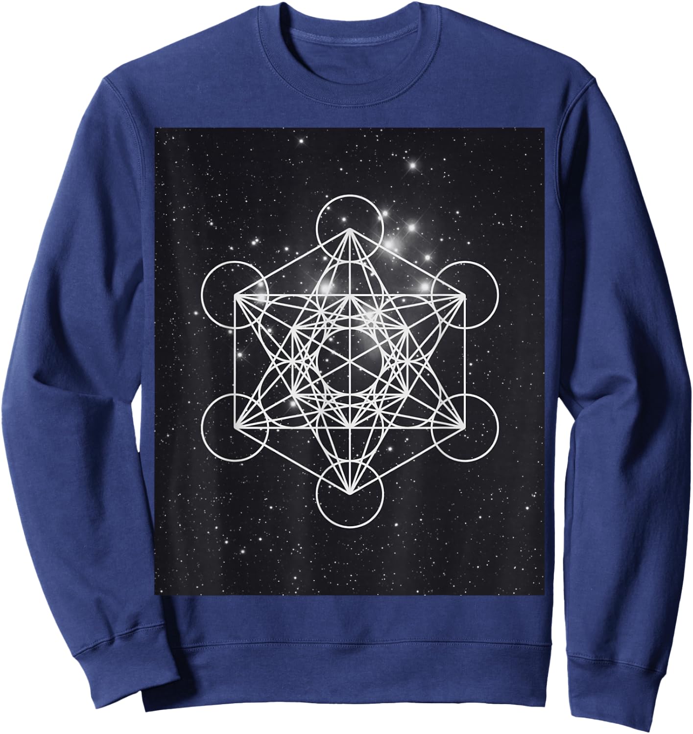 Metatron Cube Sacred Geometry and Pleiades , black, S Sweatshirt - Sweatshirt | Navy