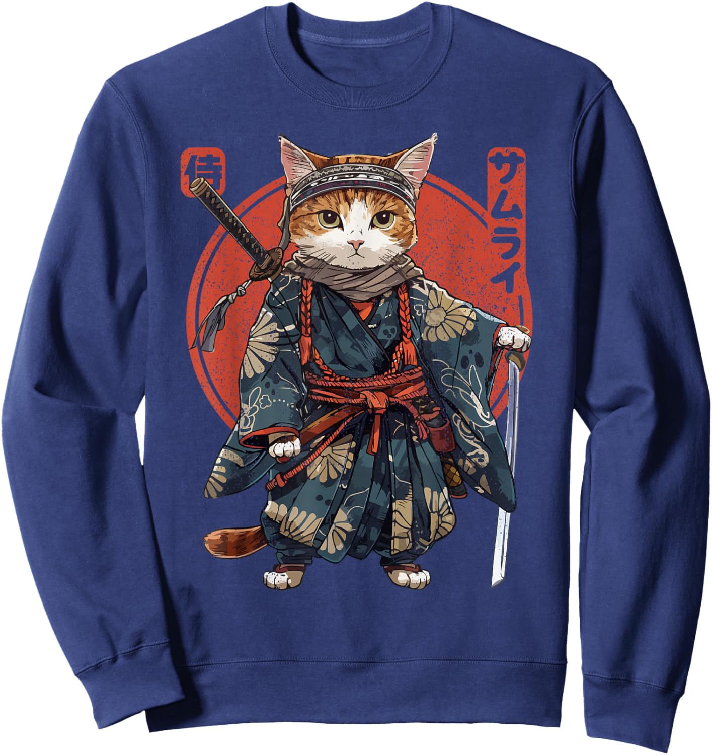The Samurai Cat , black Sweatshirt - Sweatshirt | Navy