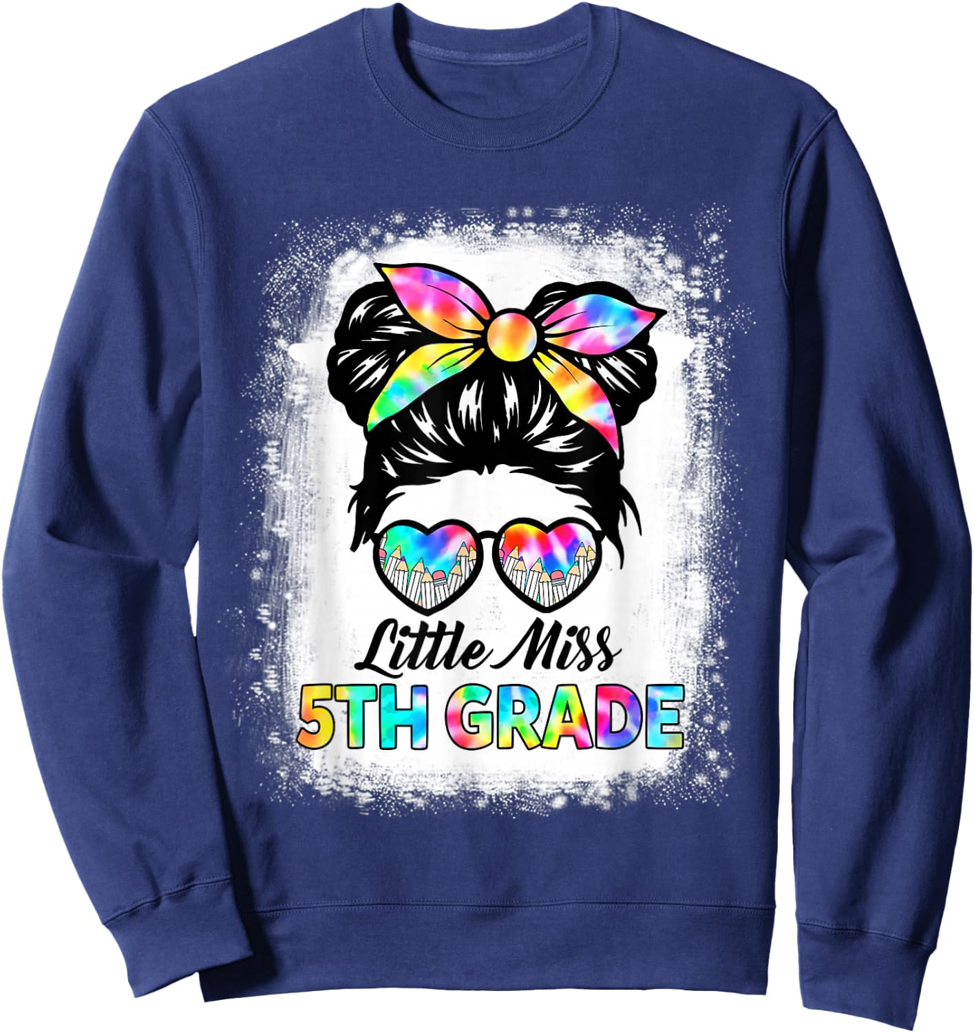 Girls Fifth Grade Back To School Cute Little Miss 5th Grade Sweatshirt - Sweatshirt | Navy