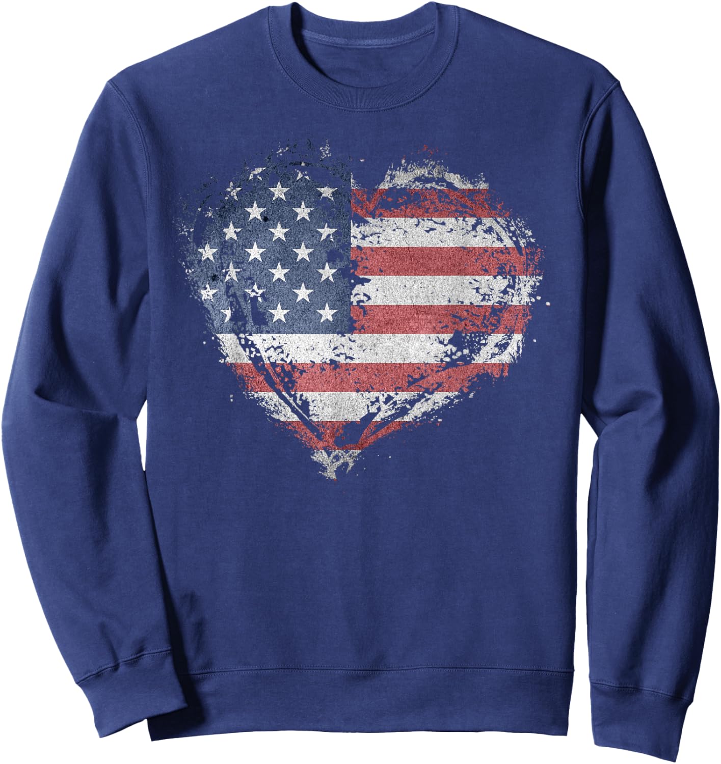 Vintage USA Heart Shape American Flag Stylish Design Sweatshirt - Sweatshirt | Navy