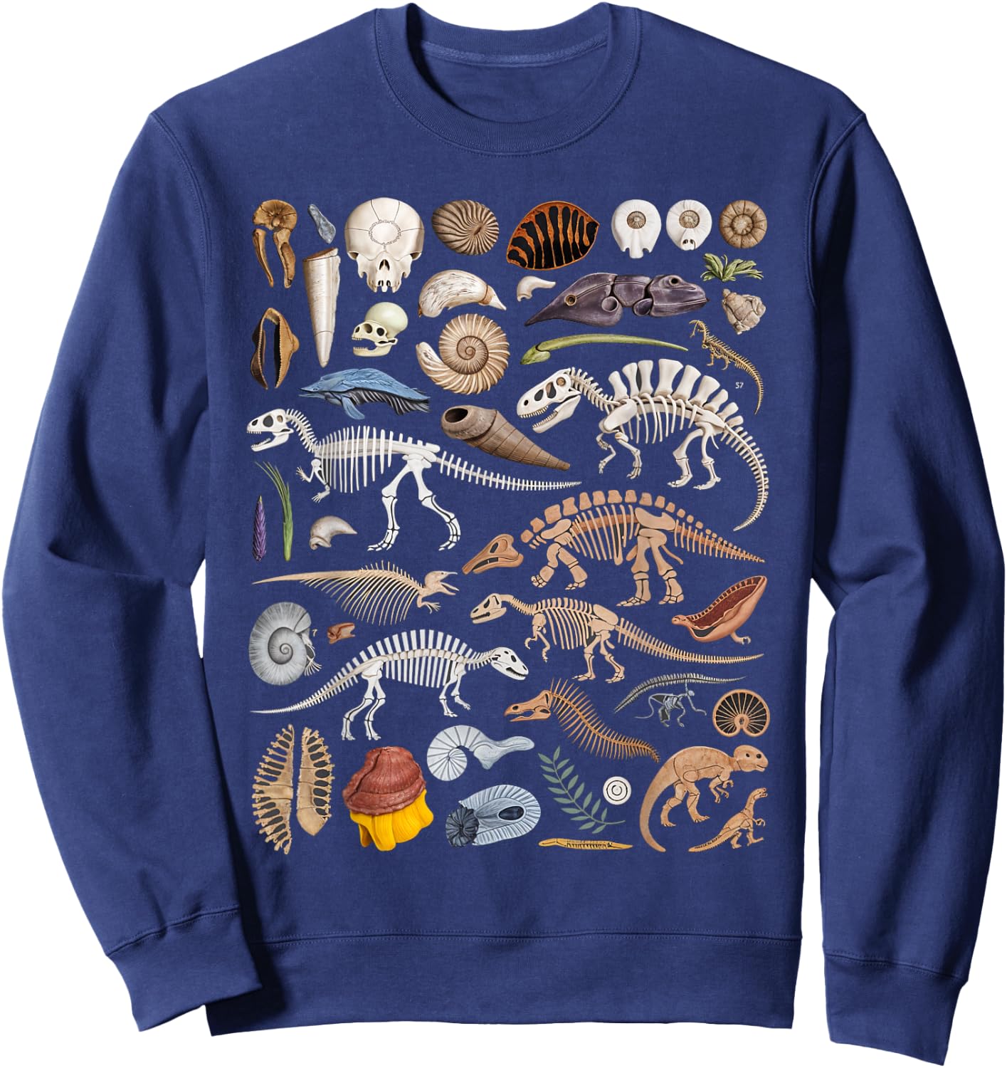 Vintage Dinosaur Fossils T-Rex Paleontology Sweatshirt - Sweatshirt | Navy