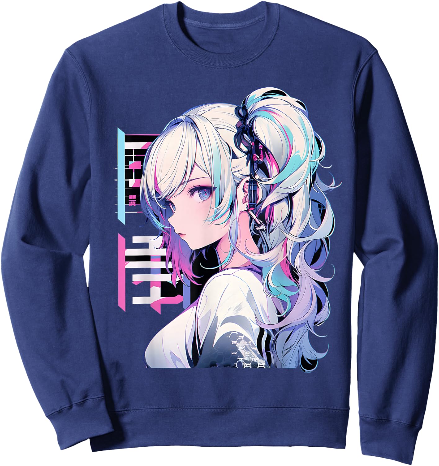 Manga Anime Ästhetische Cyberpunk Techwear Harajuku Sweatshirt - Sweatshirt | Navy