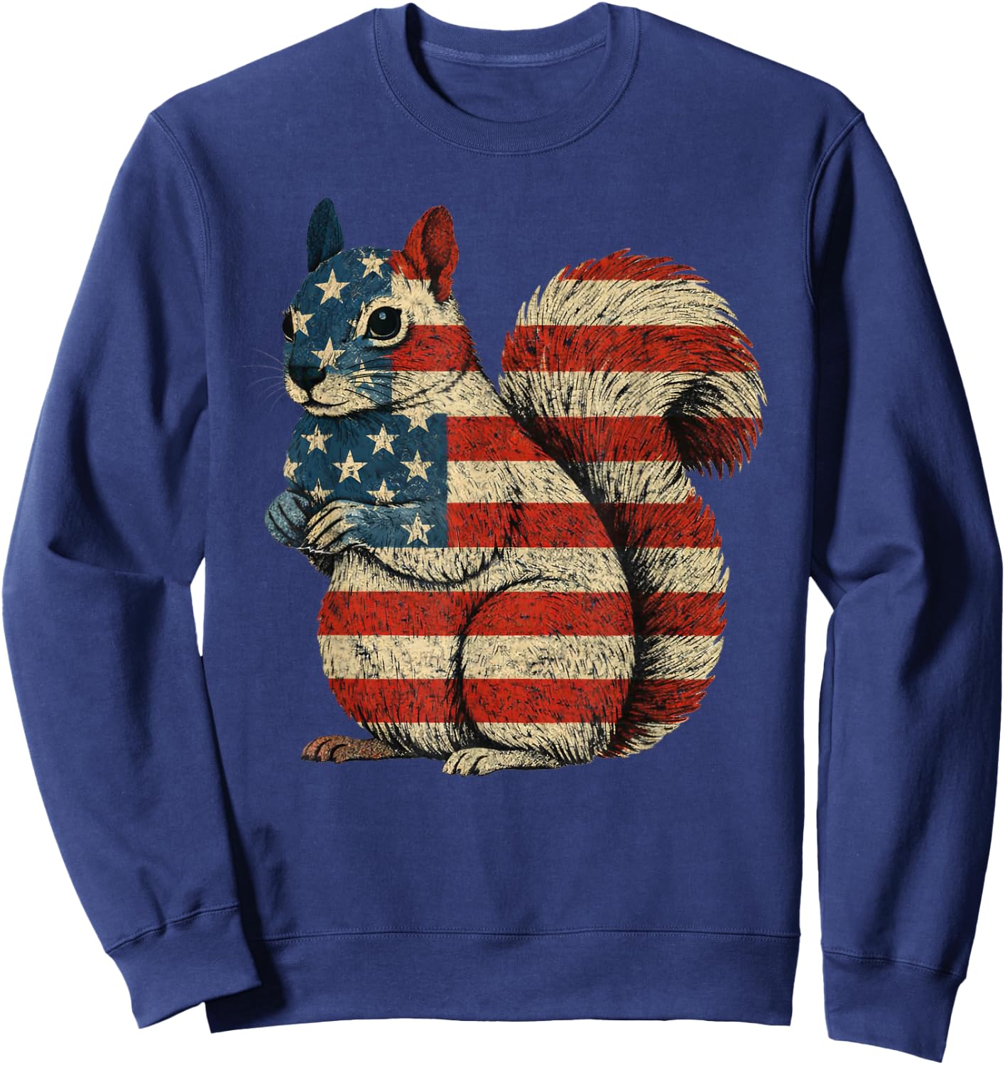 American Flag Squirrel 4th of July Sweatshirt - Sweatshirt | Navy