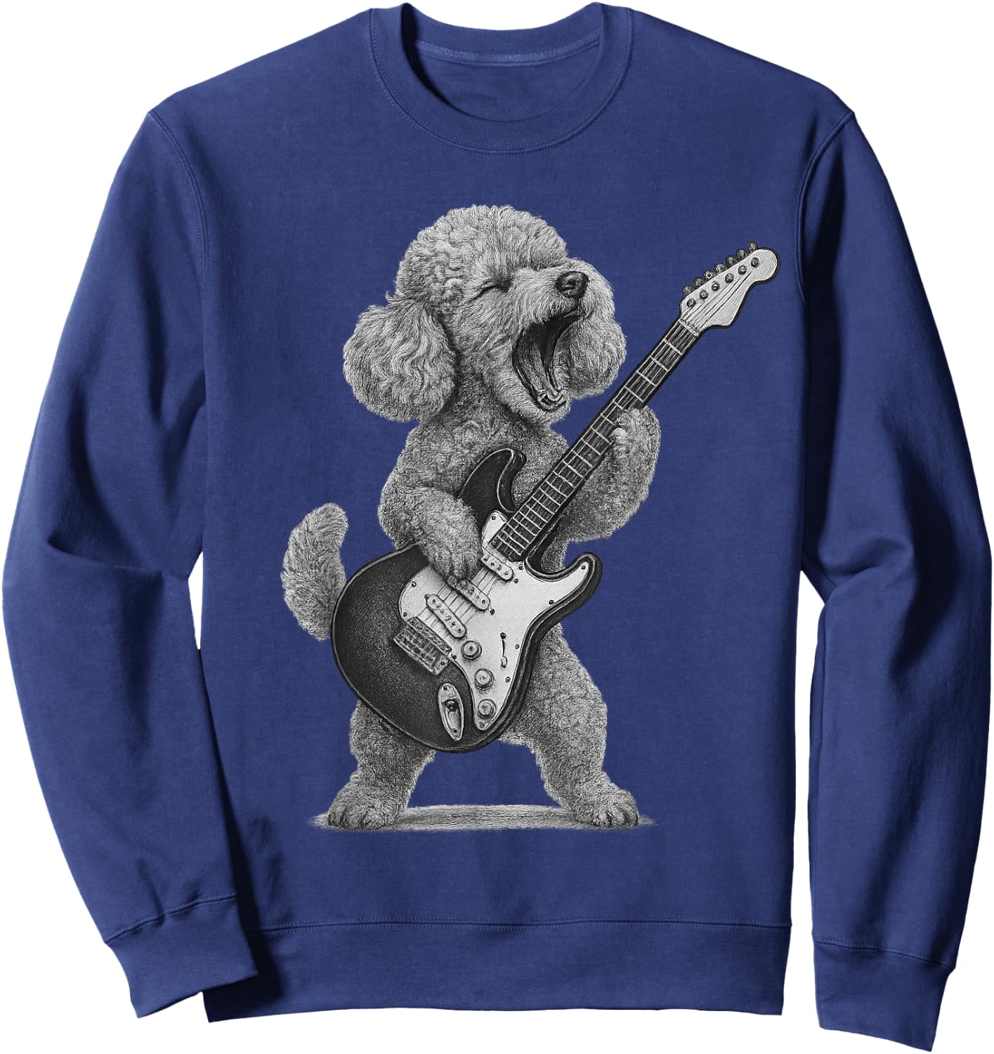 Toy Poodle Playing Guitar Rock Music Dog Lover Sweatshirt - Sweatshirt | Navy
