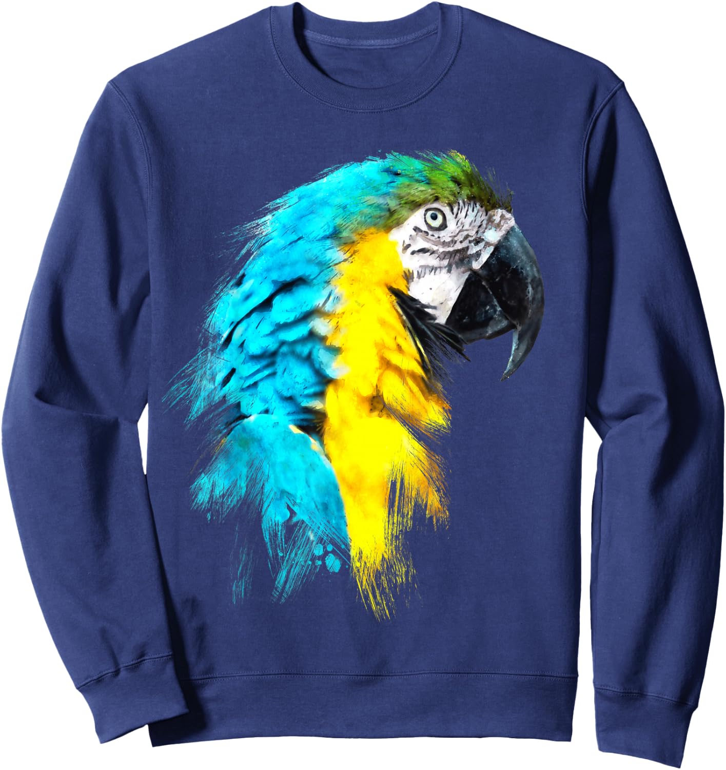 Colourful Scarlet Red Macaw Parrot Bird Painting of Watercolour Sweatshirt - Sweatshirt | Navy