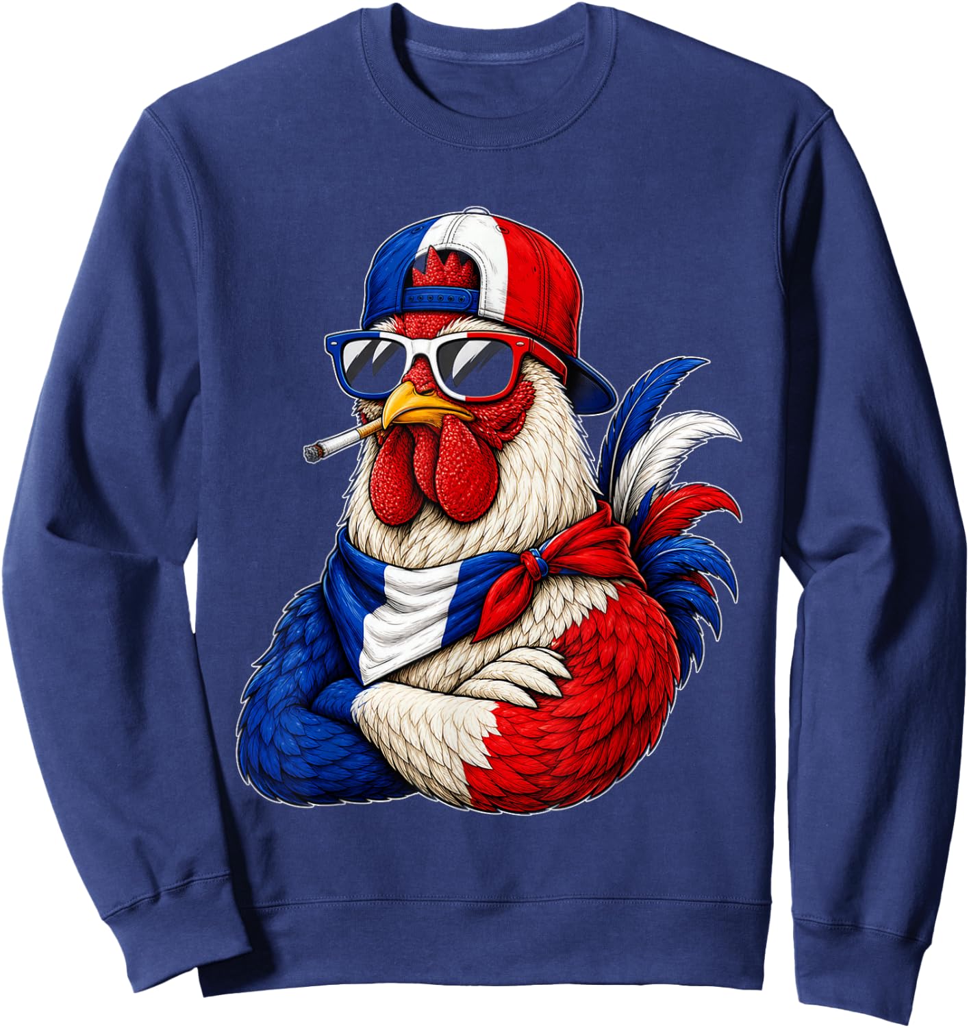 France National Pride Rooster Flag Sweatshirt - Sweatshirt | Navy