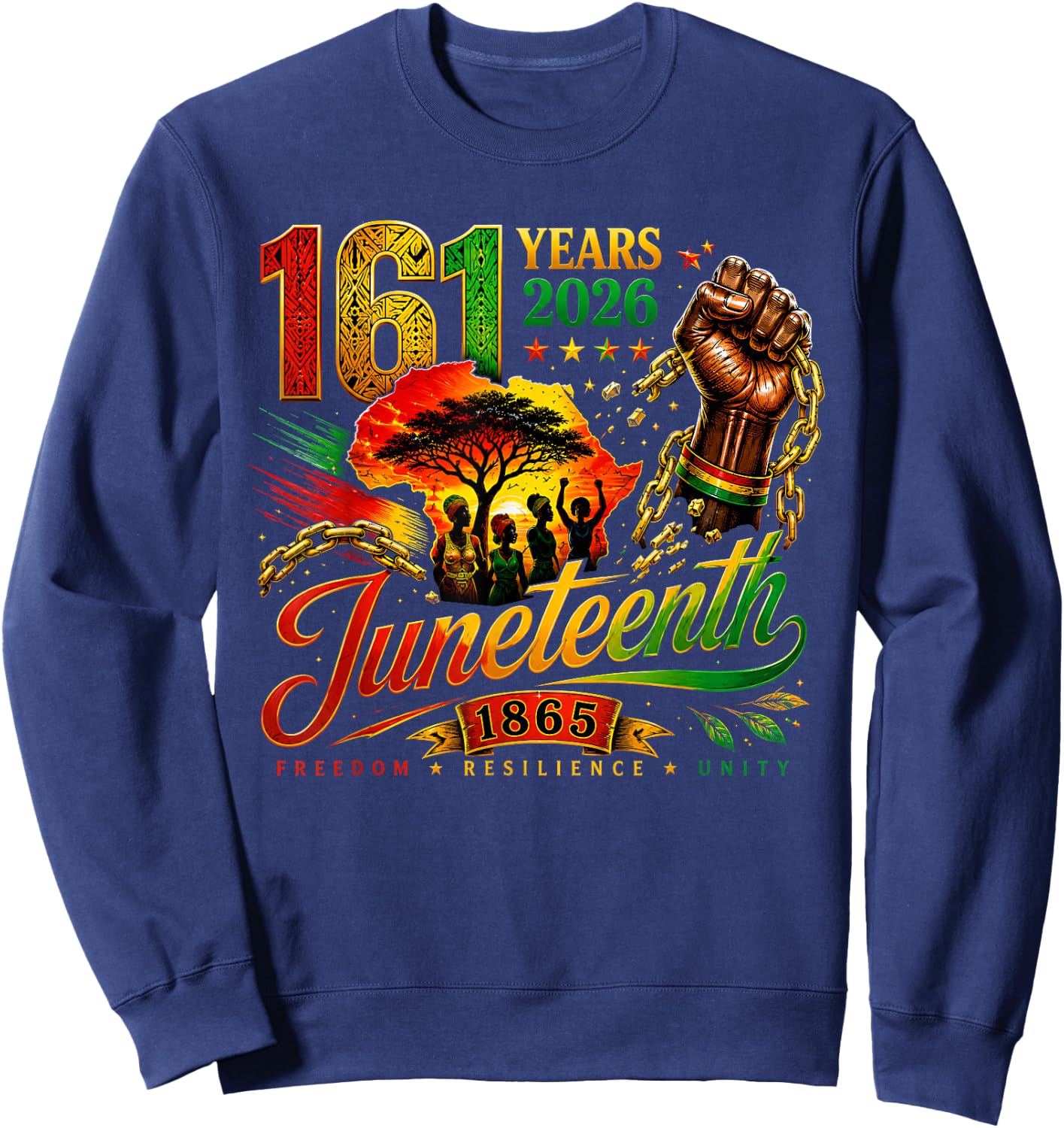 Juneteenth Freedom Resilience Unity 2026 Sweatshirt - Sweatshirt | Navy