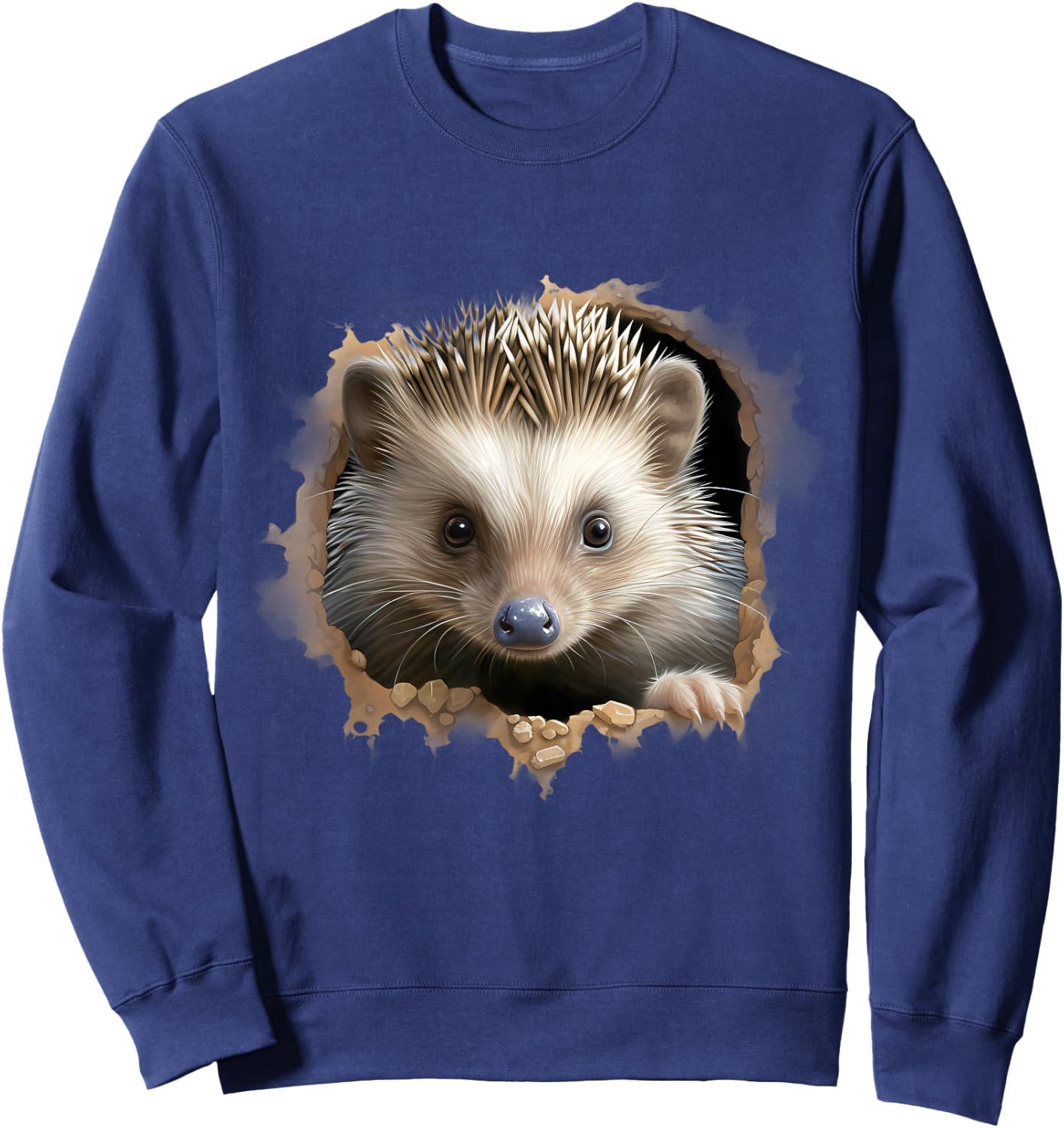Hedgehog Portrait Animal Print Drawing Wildlife Nature , black Sweatshirt - Sweatshirt | Navy