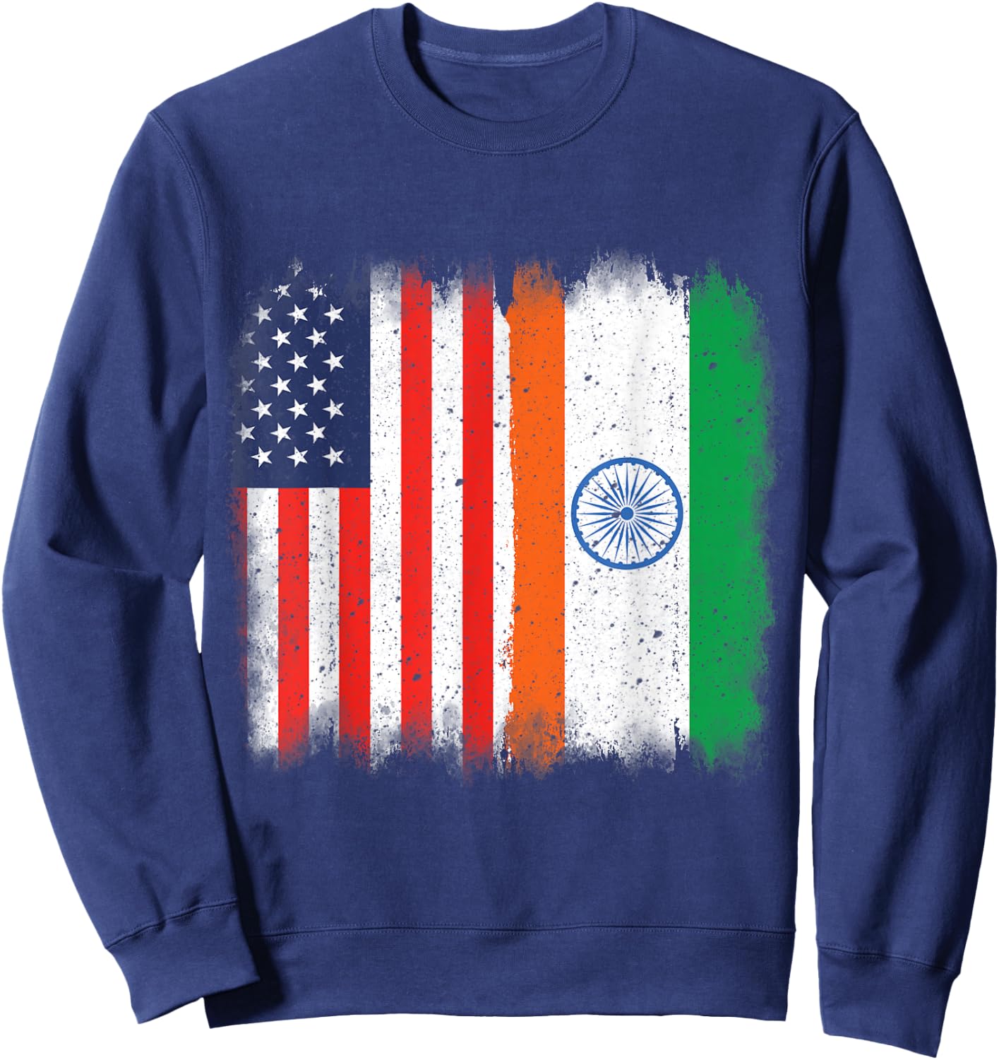 Indian American Flag India USA Hearts Patriot hIndu DNA Sweatshirt - Sweatshirt | Navy