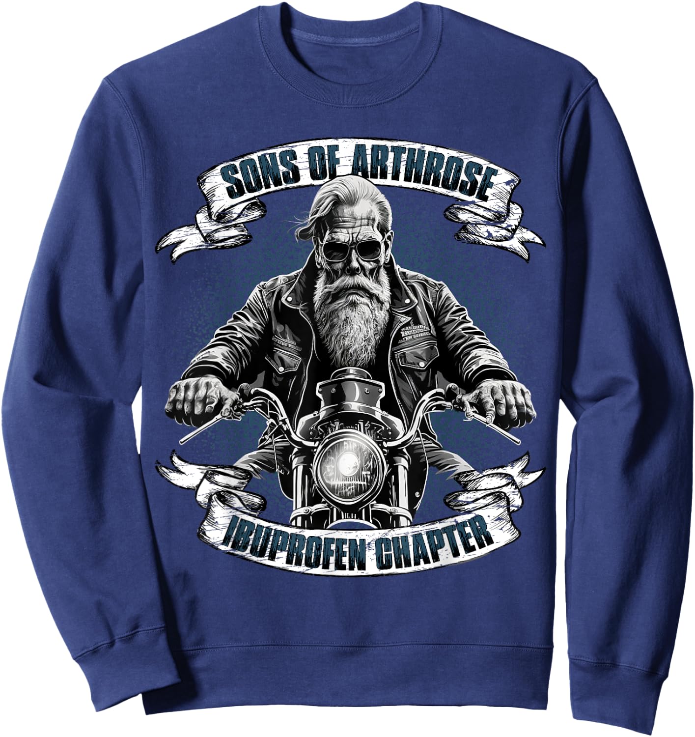 Lustiger Biker Spruch für den alten Mann - Sons of Arthrosis - Ibuprofen Chapter Biker Motorcyclist for Older Men, Black, S Sweatshirt - Sweatshirt | Navy