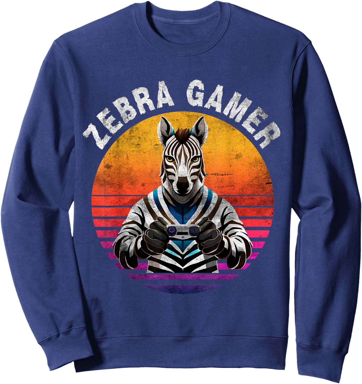 Zebra Gamer Graphic Design For Gamer Kids Sweatshirt - Sweatshirt | Navy