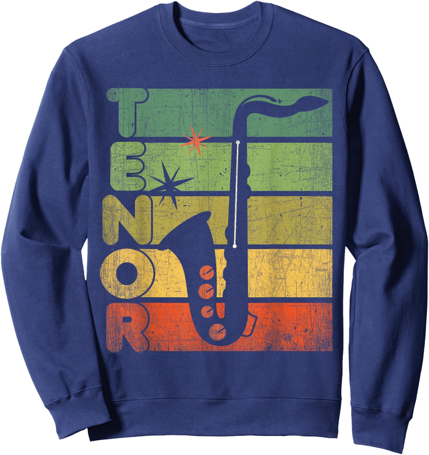 Retro 70s Tenor Saxophone Cool Vintage Sax Musician gifts Sweatshirt - Sweatshirt | Navy