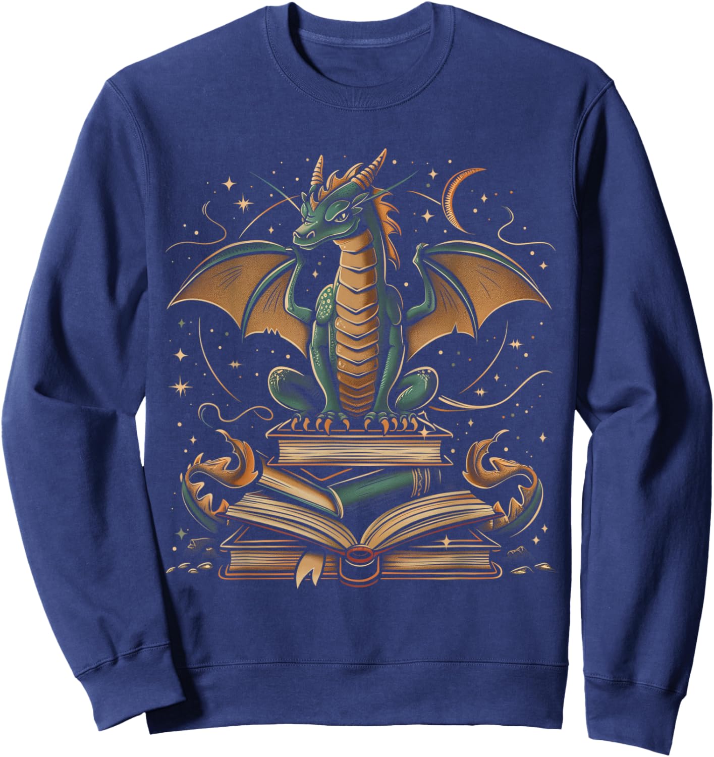 Dragon Fantasy Book Lover Book Nerd Sweatshirt - Sweatshirt | Navy