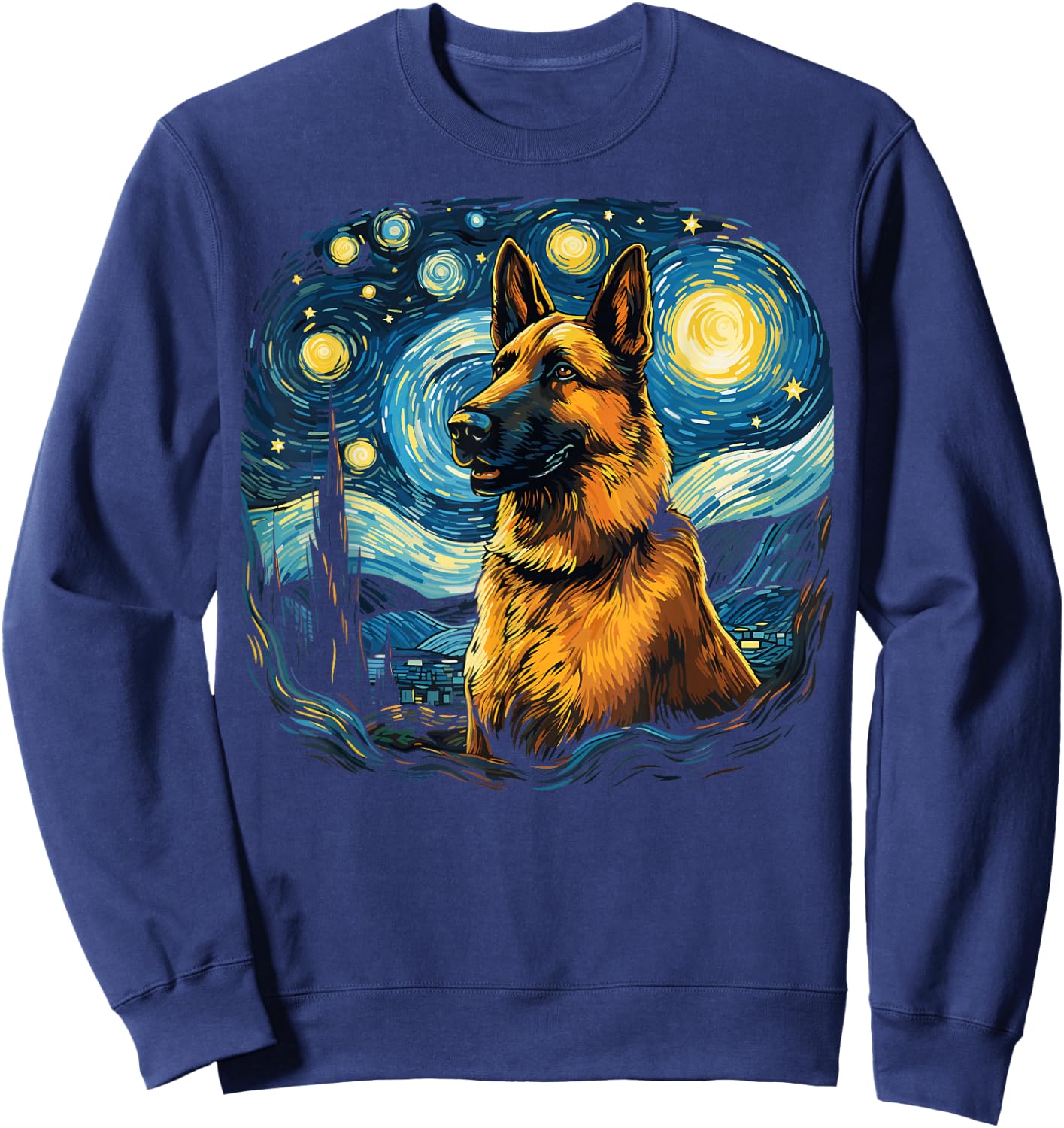 Van Gogh Dog German Shepherd Sweatshirt - Sweatshirt | Navy