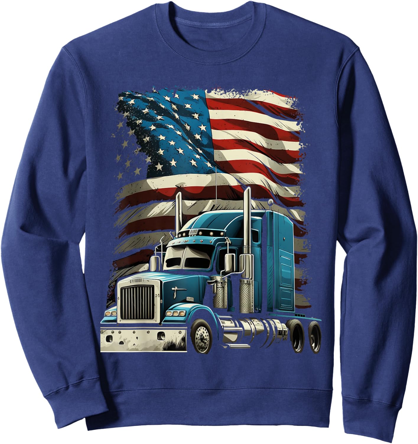 Trucker US-amerikanische Flagge für patriotischen LKW-Fahrer Sweatshirt - Sweatshirt | Navy