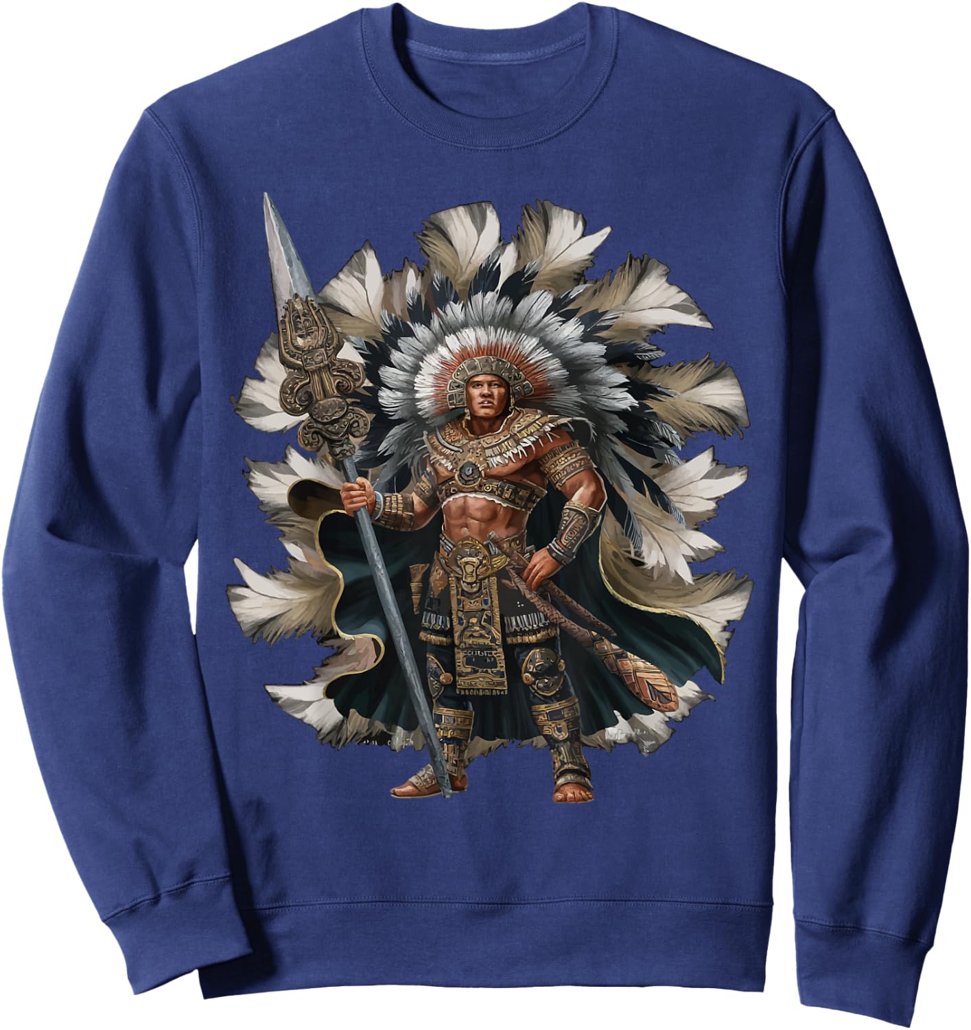 Aztec Warrior Mayan Indigenous Mexican Aztec Jaguar Sweatshirt - Sweatshirt | Navy