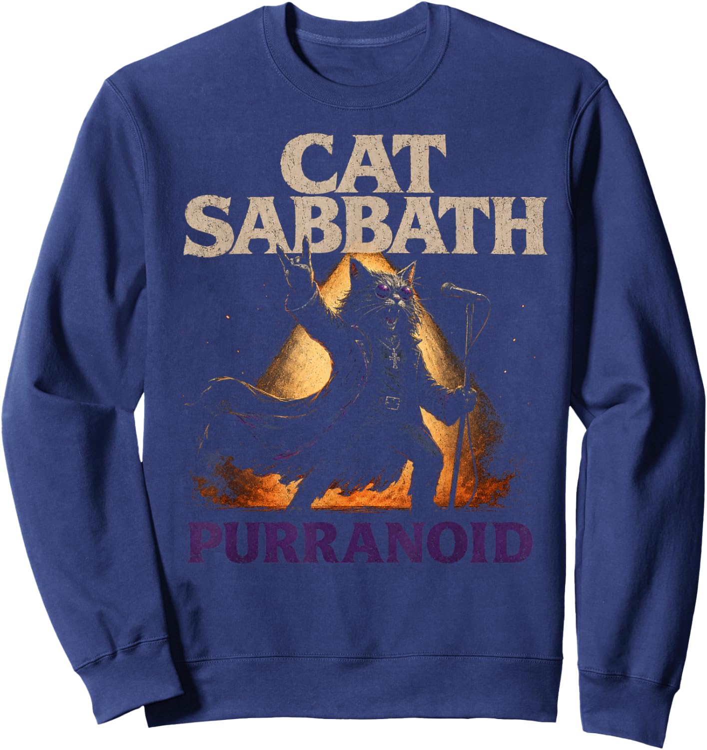 Cat Sabbath Purranoid – Funny Rock Cat Sweatshirt - Sweatshirt | Navy