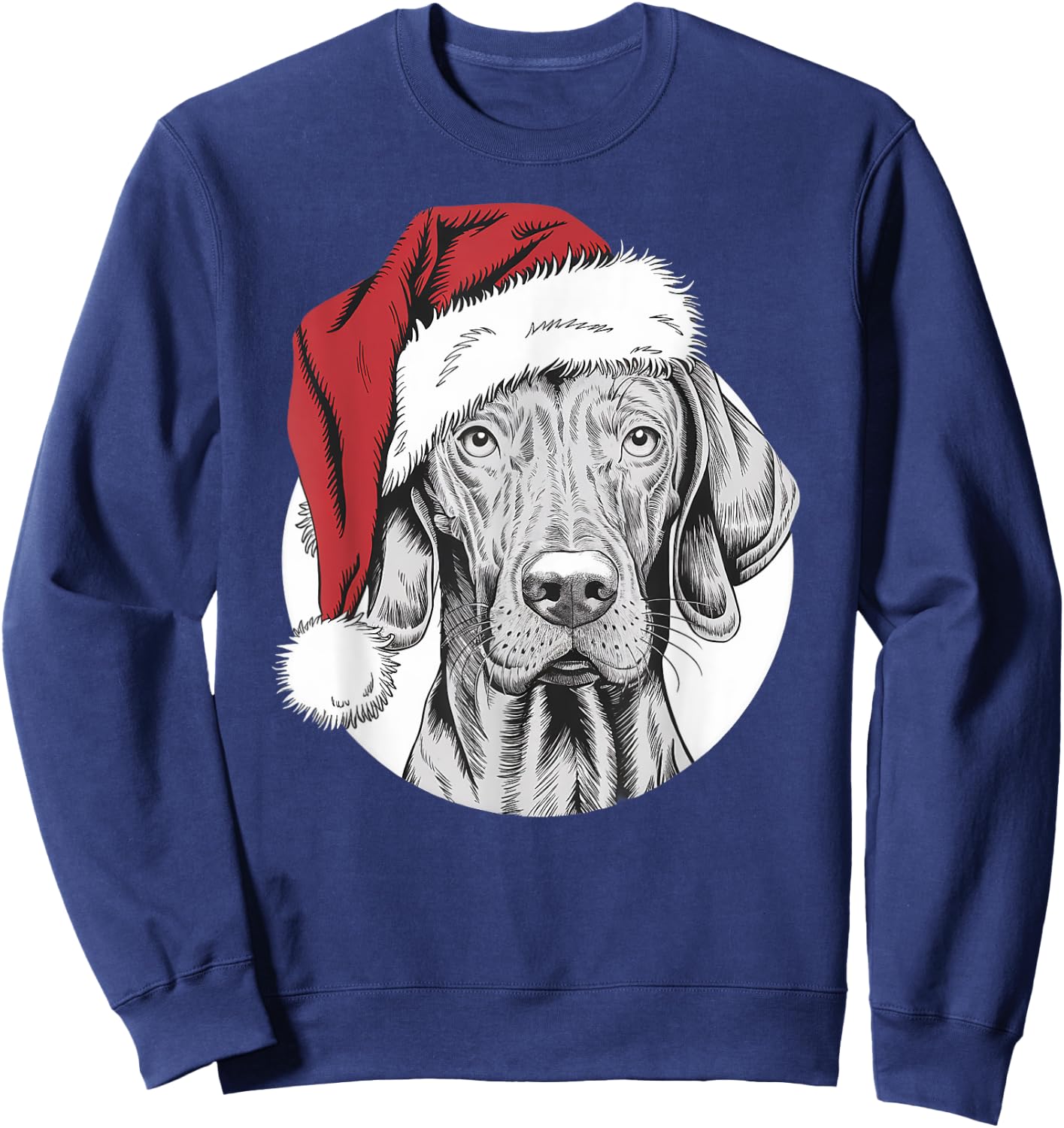 Joyful Vizsla Santa Dog on Vizsla Christmas Men Women Kids Sweatshirt - Sweatshirt | Navy