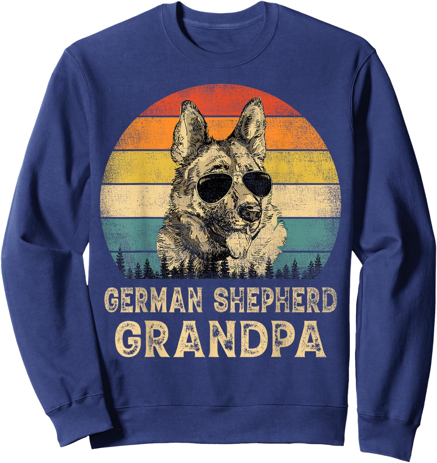 Vintage German Shepherd Grandpa Dog Lovers Father's Day Sweatshirt - Sweatshirt | Navy