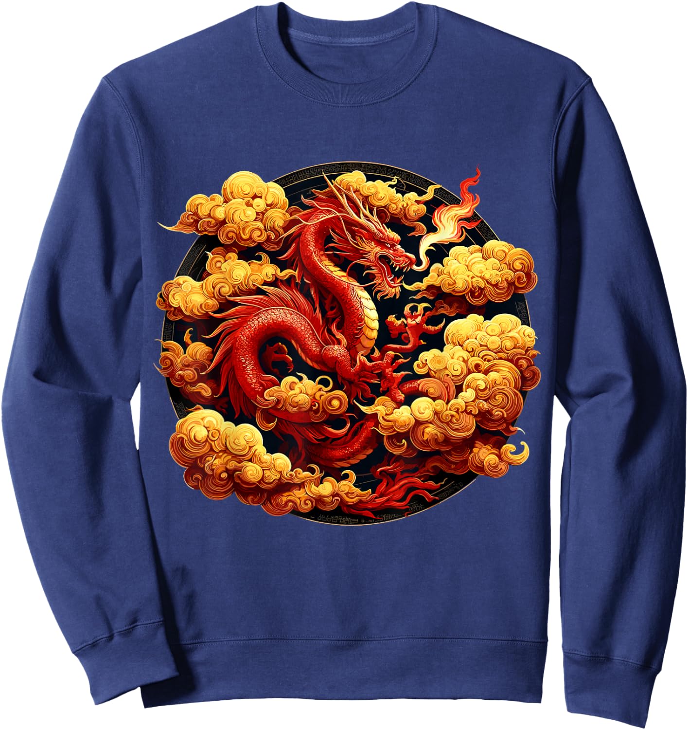 Red Dragon Mythical Fire Breathe Red Fire Dragon Sweatshirt - Sweatshirt | Navy