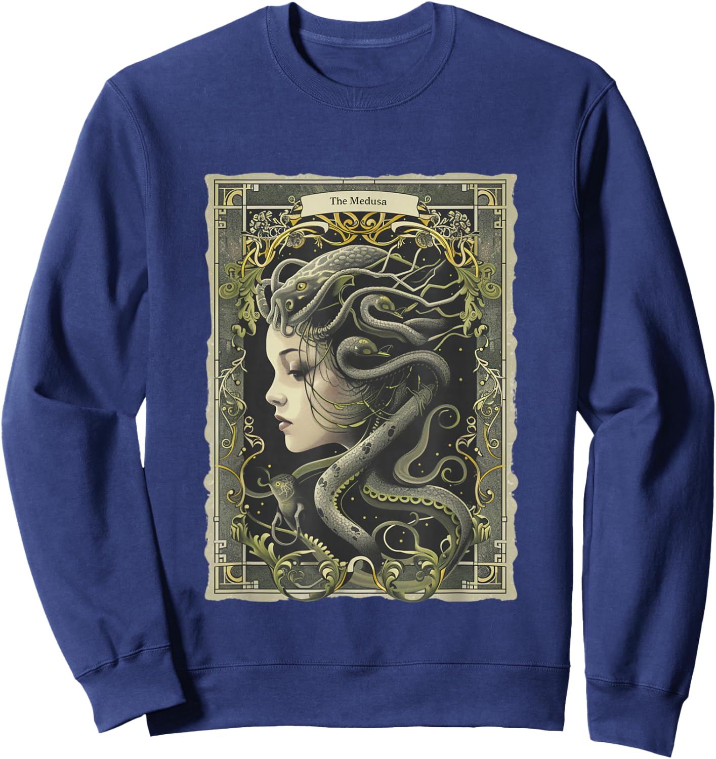 Greek Mythology Medusa Tarot Card Occult Scary Dark Grunge Sweatshirt - Sweatshirt | Navy