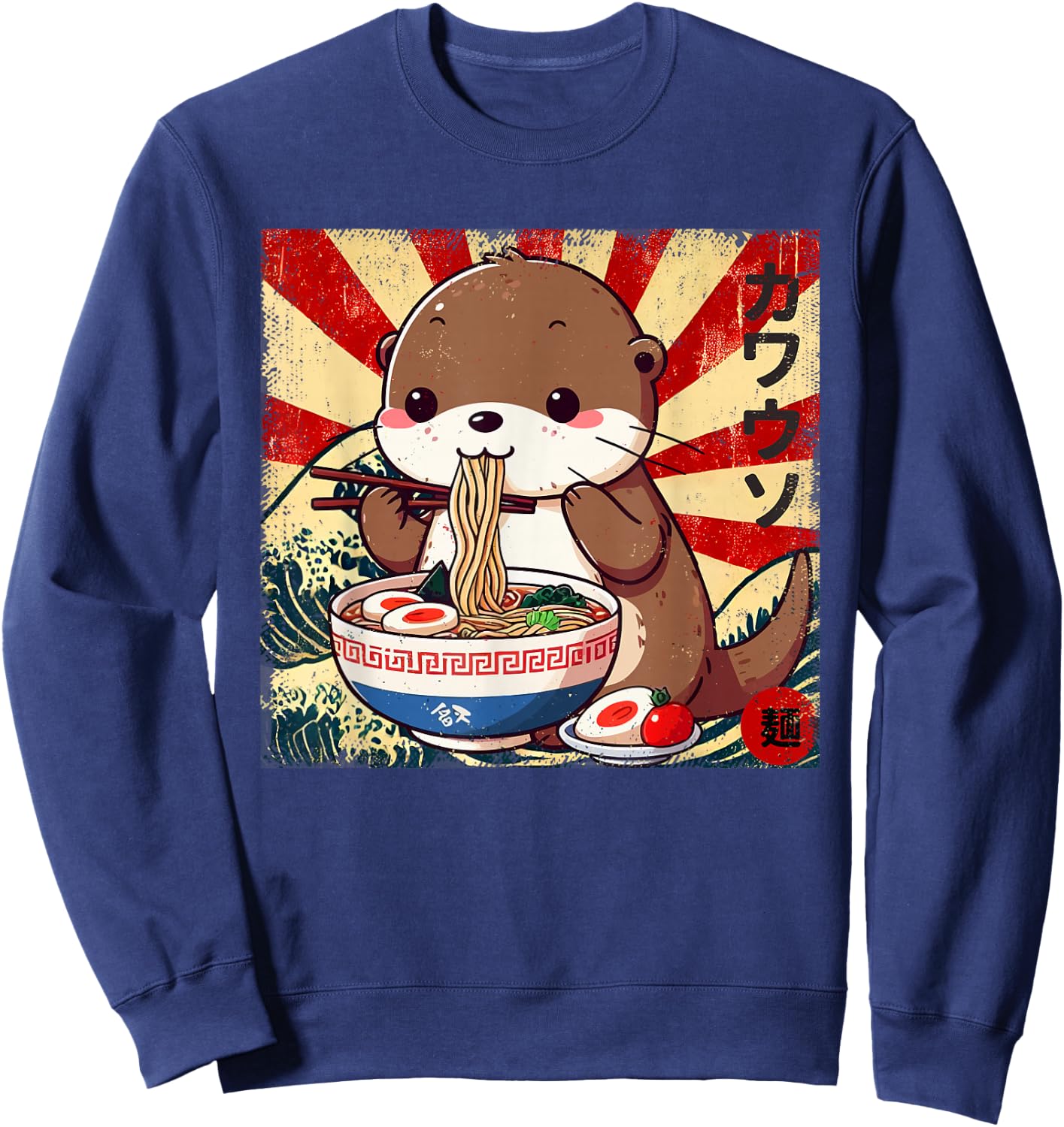 Kawaii Ramen Cute Anime Cute Kawaii Otter Japanese Noodles Sweatshirt - Sweatshirt | Navy