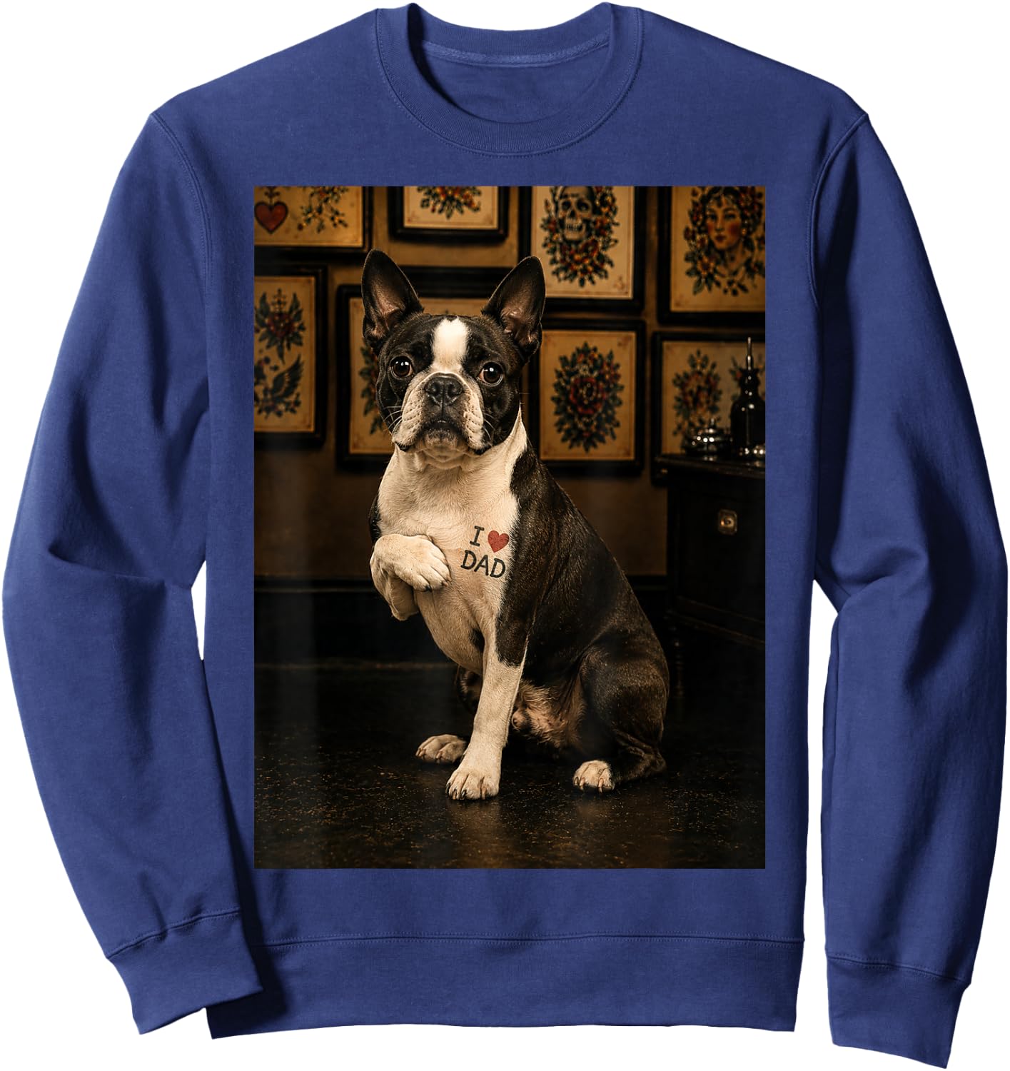 Boston Terrier Dog Dad Sweatshirt - Sweatshirt | Navy