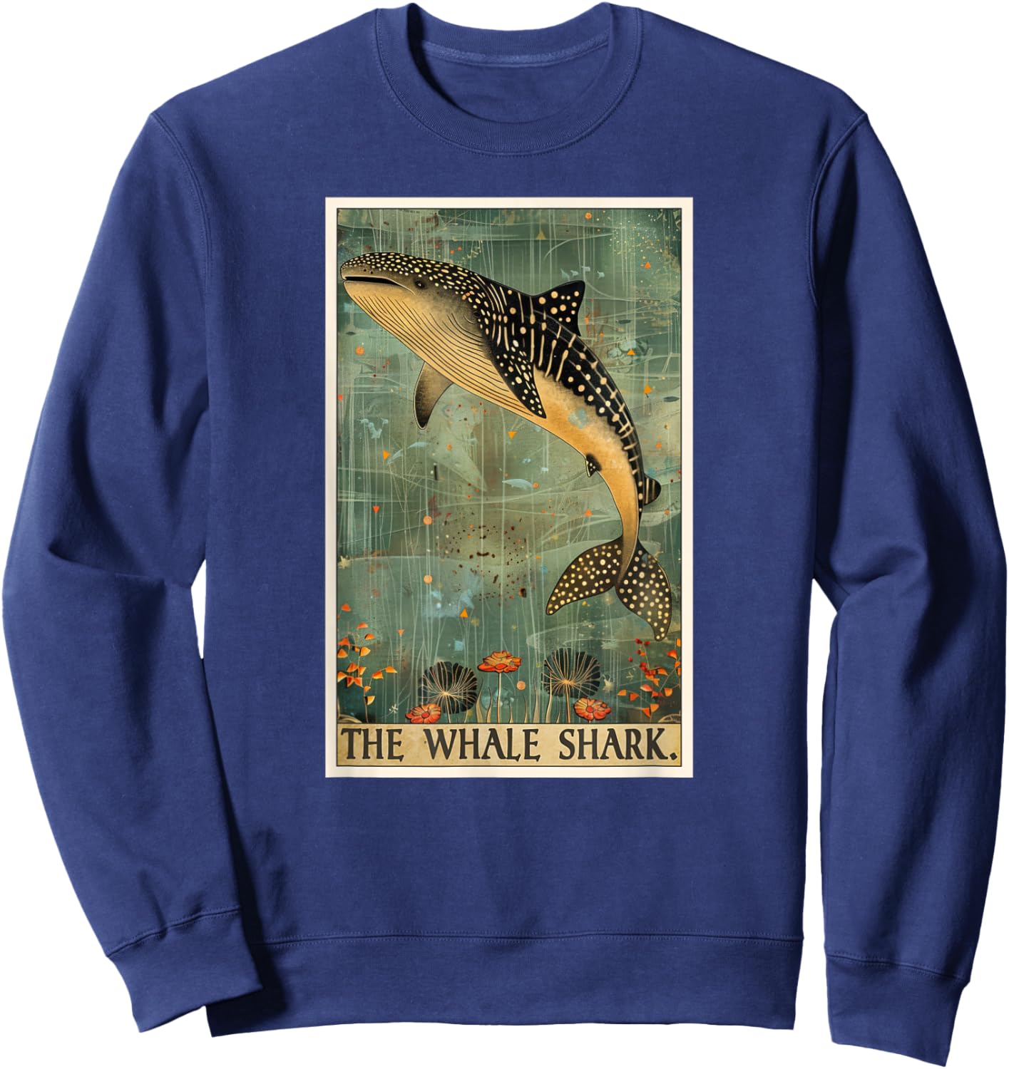 Whale Sharks Whale Shark Tarot Card Sweatshirt - Sweatshirt | Navy