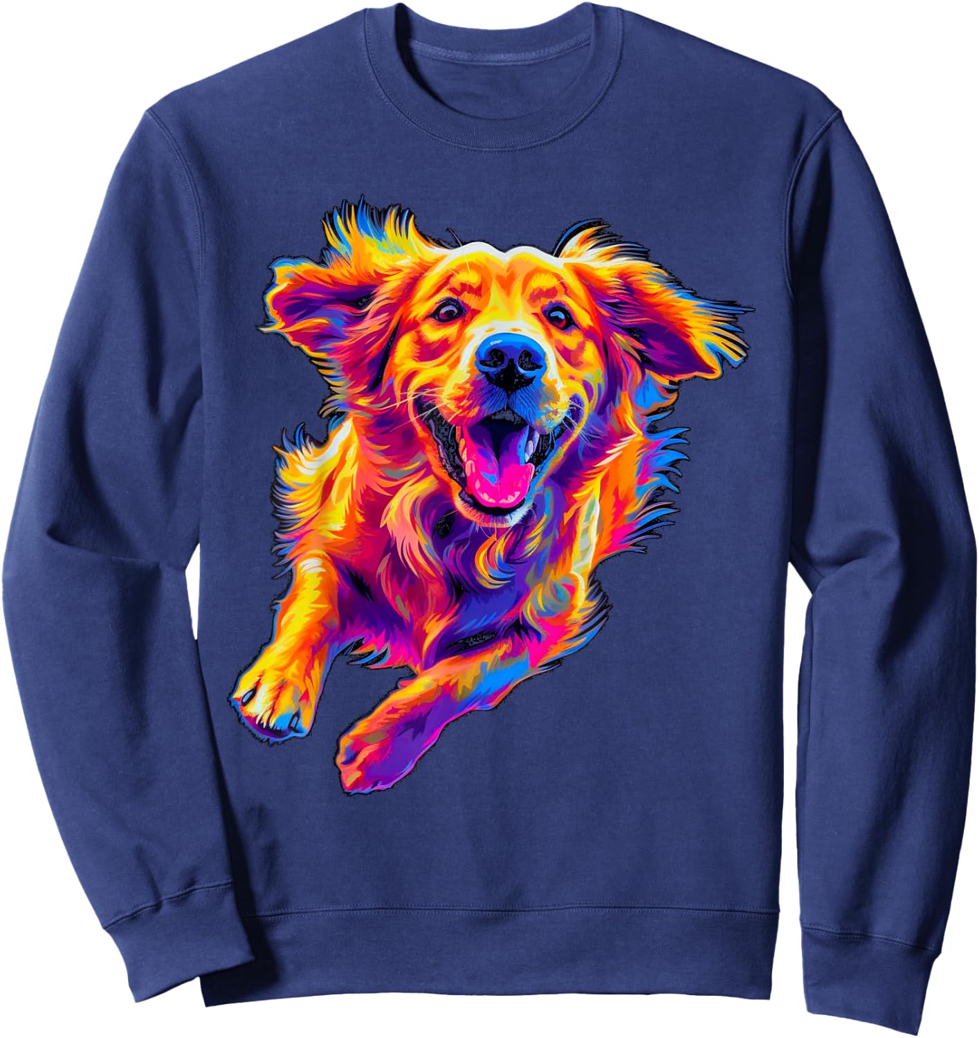 Art Design Funny Golden Retriever Dog Sweatshirt - Sweatshirt | Navy