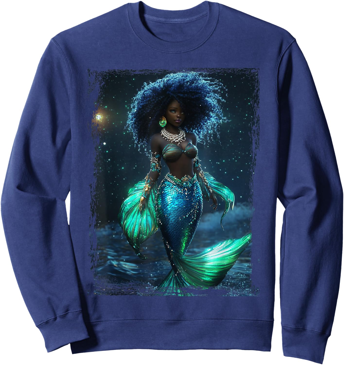 The Goddess Yemaya Wicca African Witch Temperance Mermaid Sweatshirt - Sweatshirt | Navy