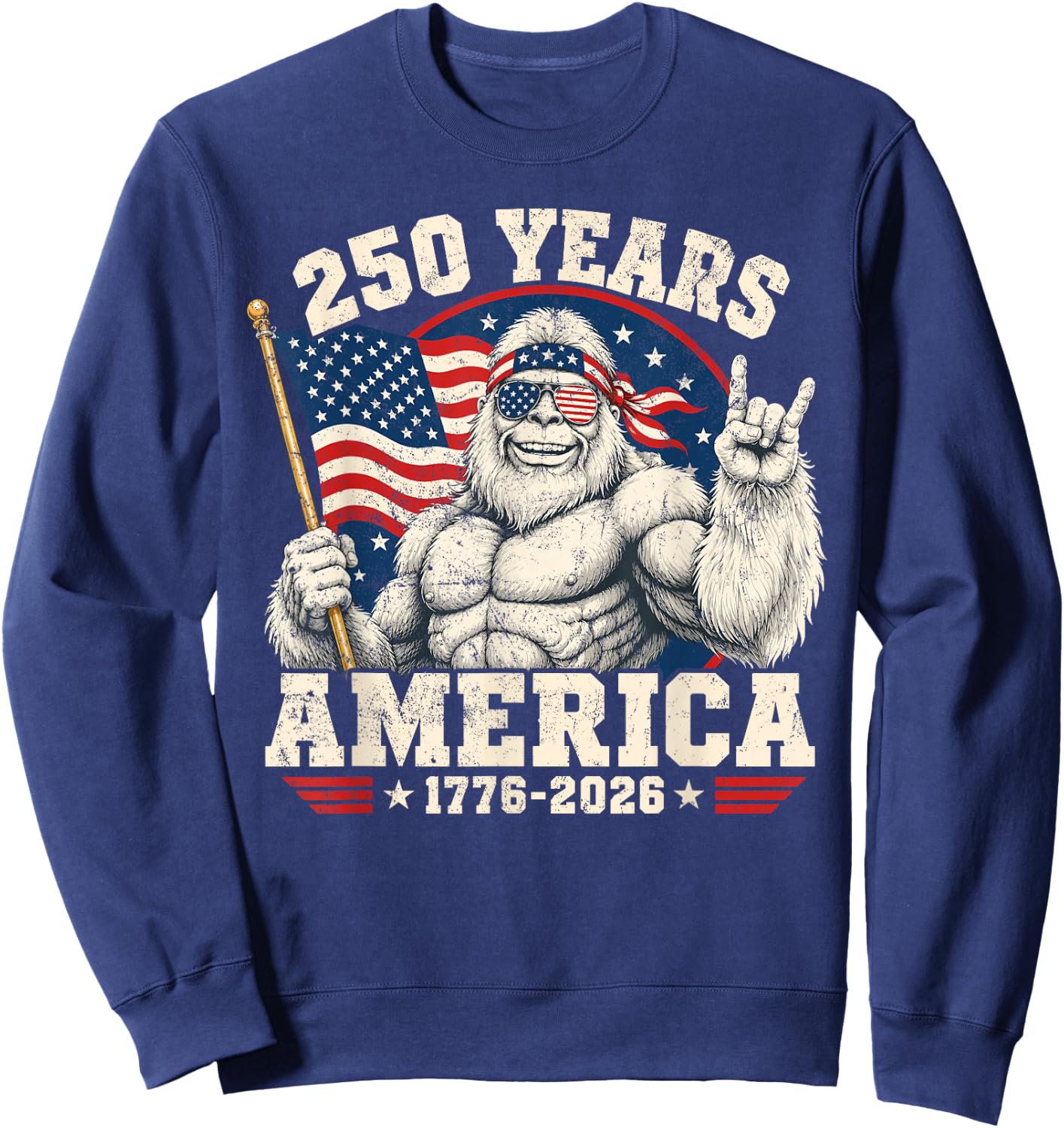 250 Years American Anniversary Bigfoot USA 250th Birthday Sweatshirt - Sweatshirt | Navy