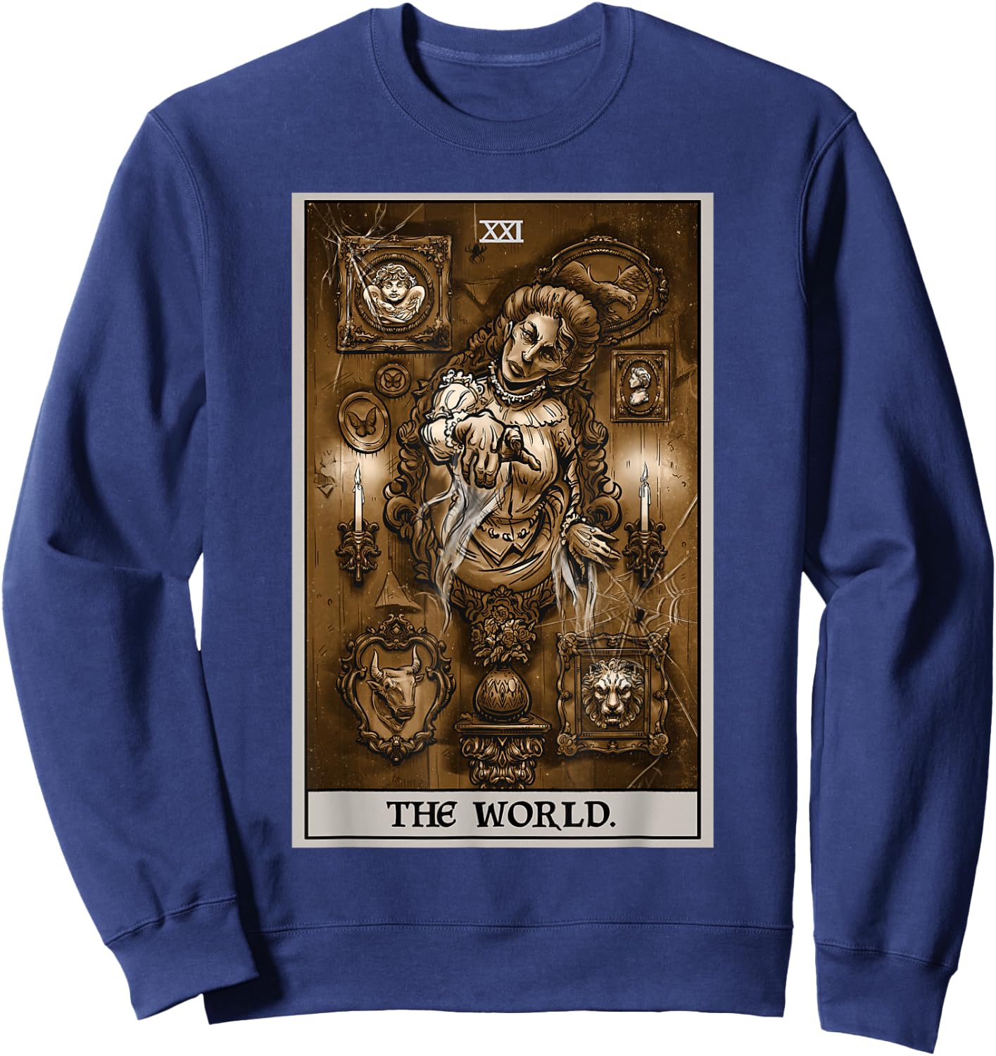 The World Tarot Card Victorian Ghost Gothic Occult Horror Sweatshirt - Sweatshirt | Navy