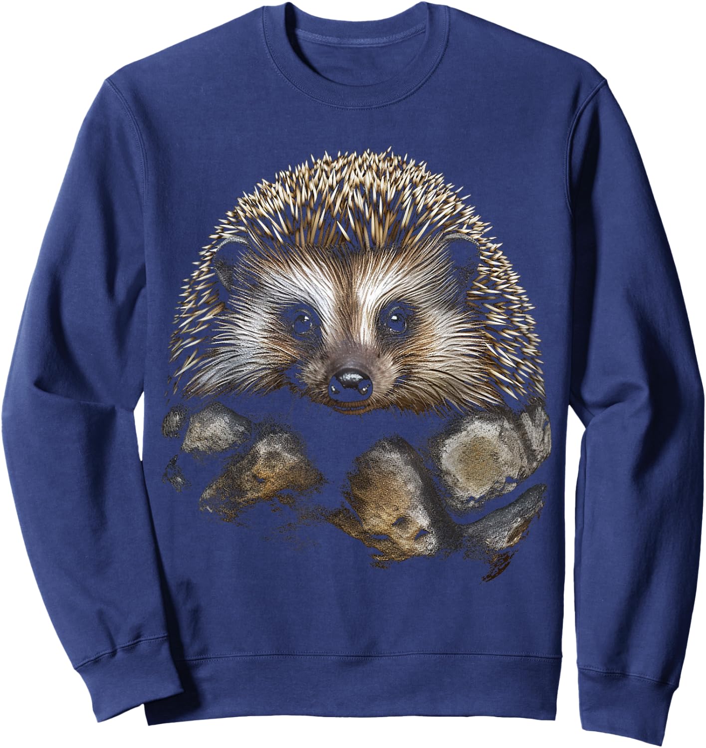 Hedgehog Animal Art Graphic Hedgehog , Black, S Sweatshirt - Sweatshirt | Navy