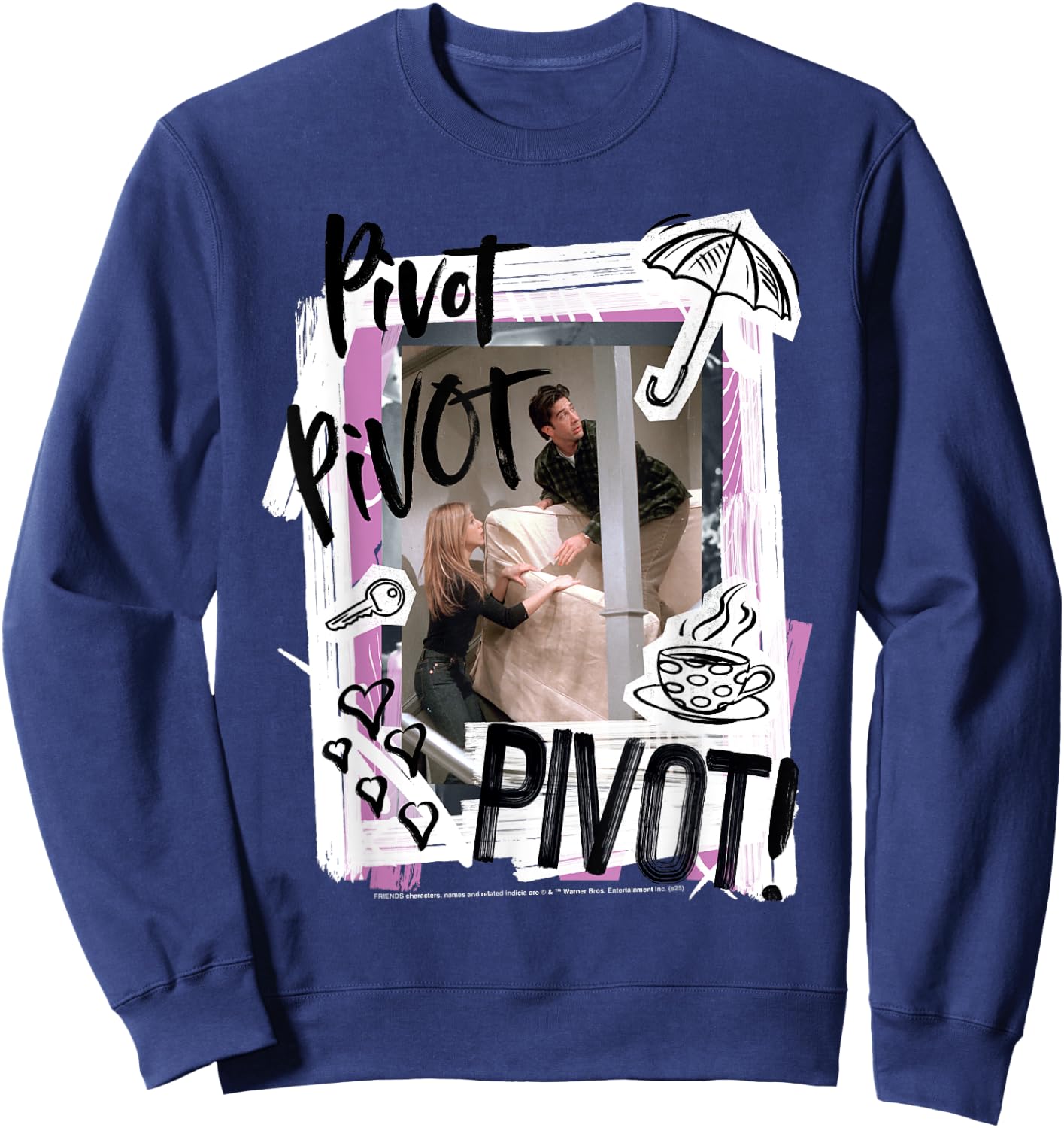 Friends Pivot Pivot Sofa Scene Ross , Blue, S Sweatshirt - Sweatshirt | Navy