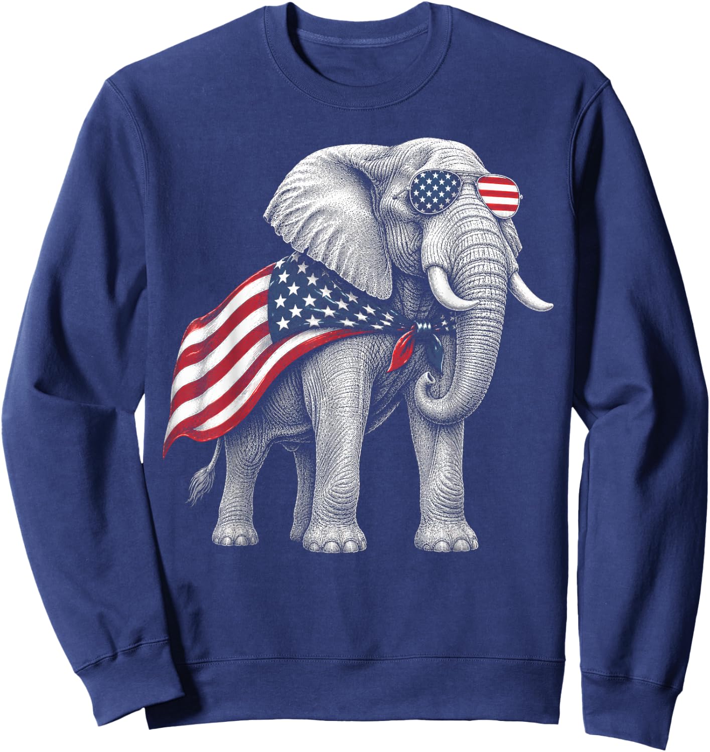 Elephant 4th of July US American Flag Safari Animal Sweatshirt - Sweatshirt | Navy