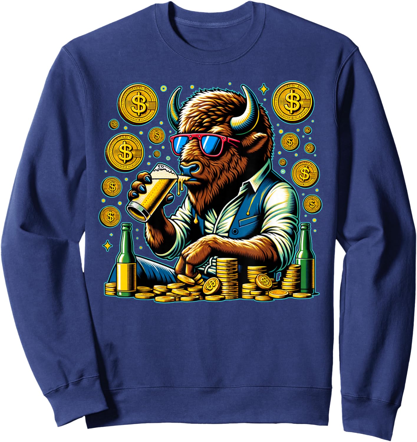 Lucky Buffalo Casino Slot Machine BUFFALOOOOO Gambling Sweatshirt - Sweatshirt | Navy