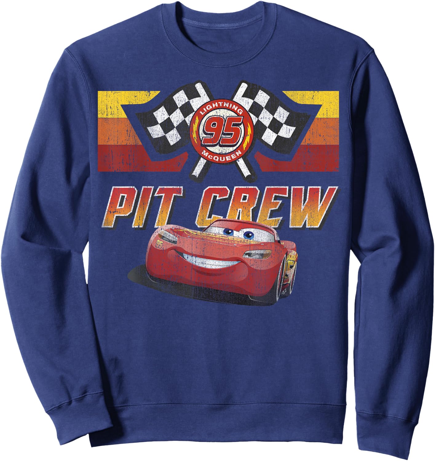 Disney Pixar Cars McQueen Pit Crew Red Distressed Sweatshirt - Sweatshirt | Navy