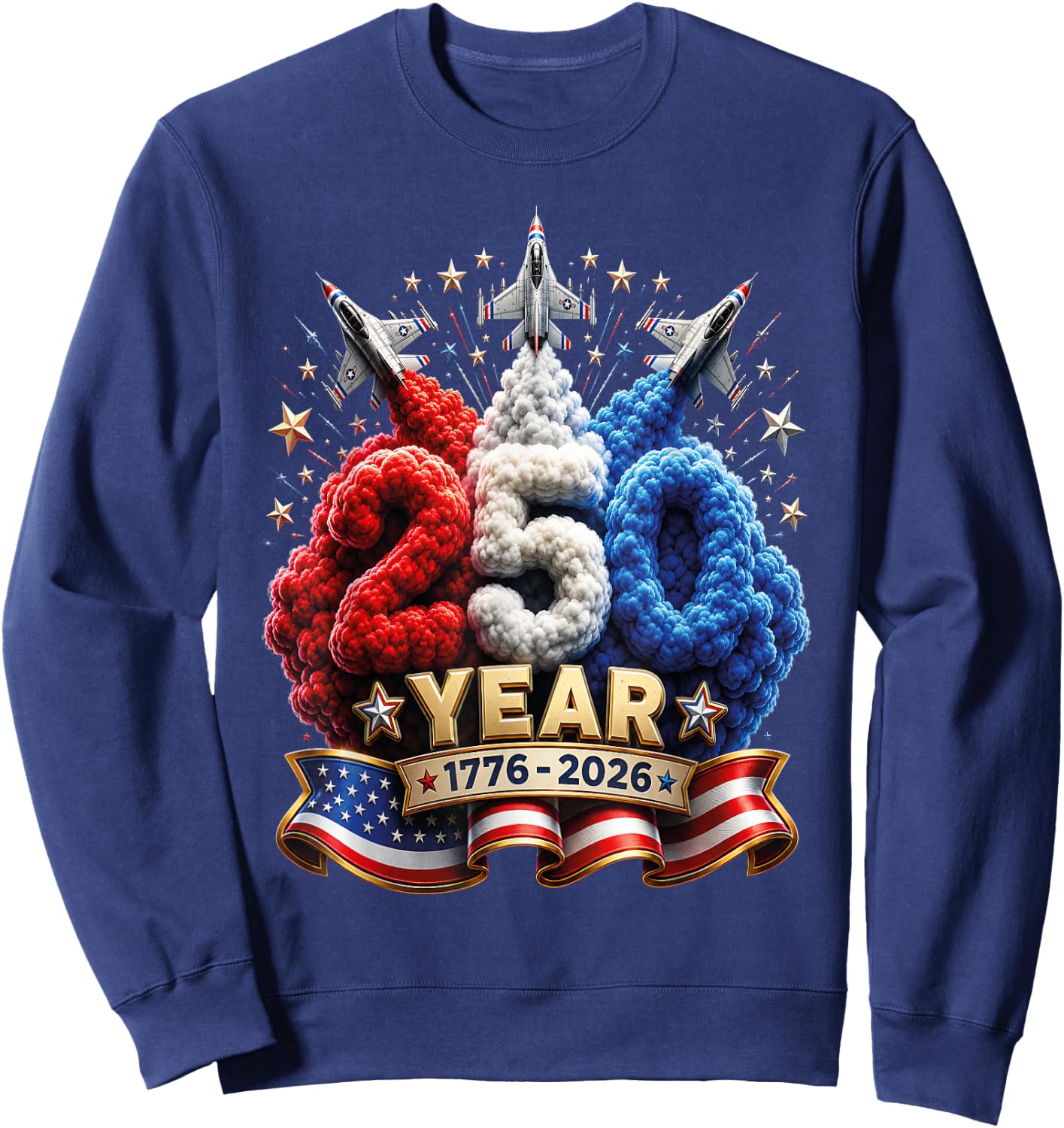 Kids 4th of July 250 Year Patriotic Red, White USA 250th Sweatshirt - Sweatshirt | Navy