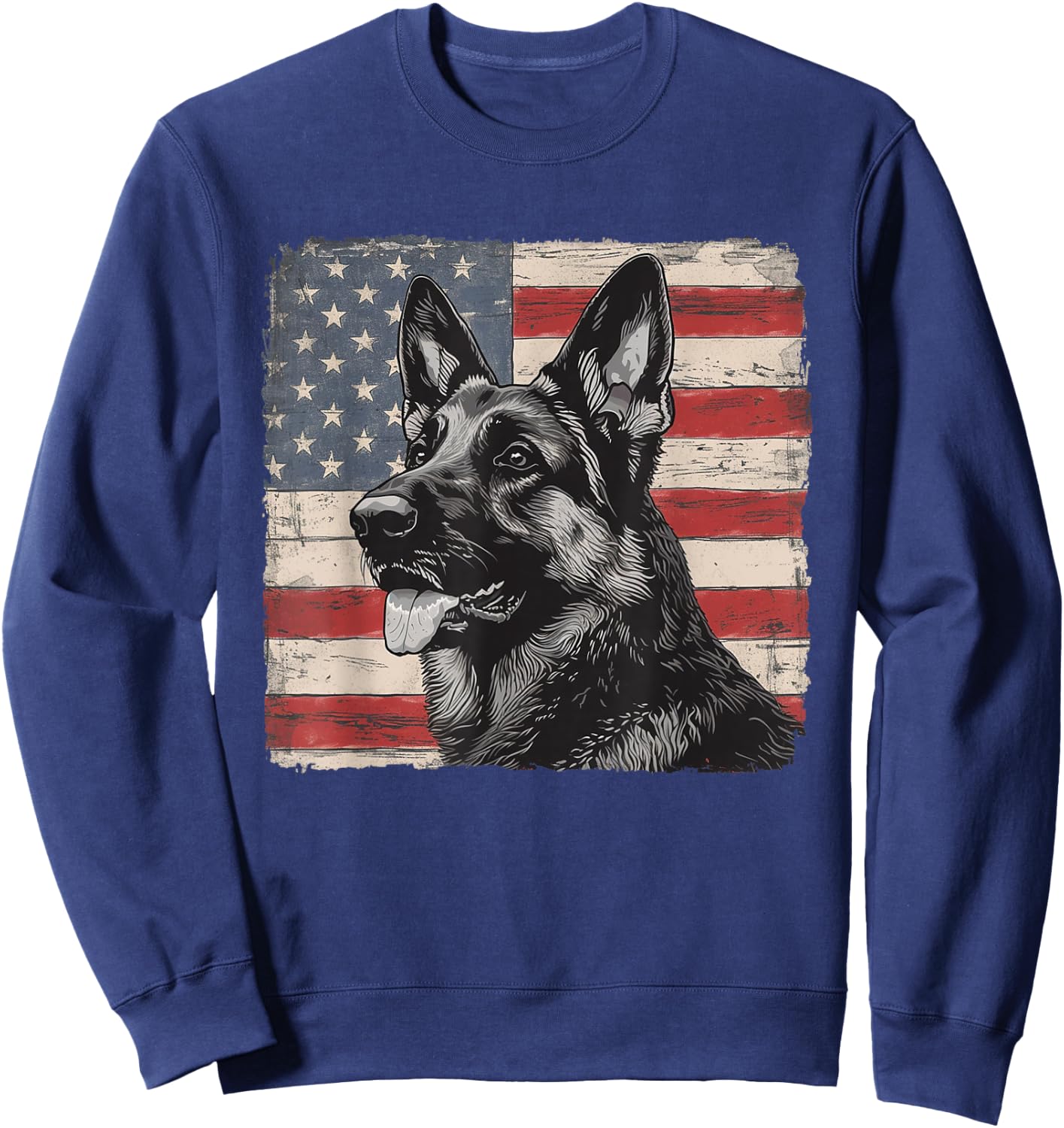 Patriotic German Shepherd Dog Shirt Fourth of July Women Men Sweatshirt - Sweatshirt | Navy