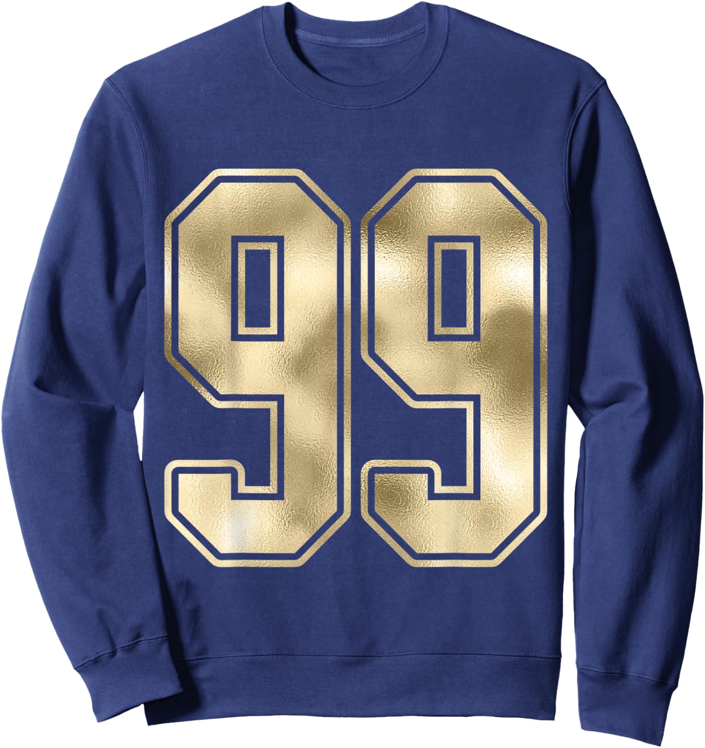 #99 Gold Outline Number 99 Sports Fan Jersey Style Sweatshirt - Sweatshirt | Navy