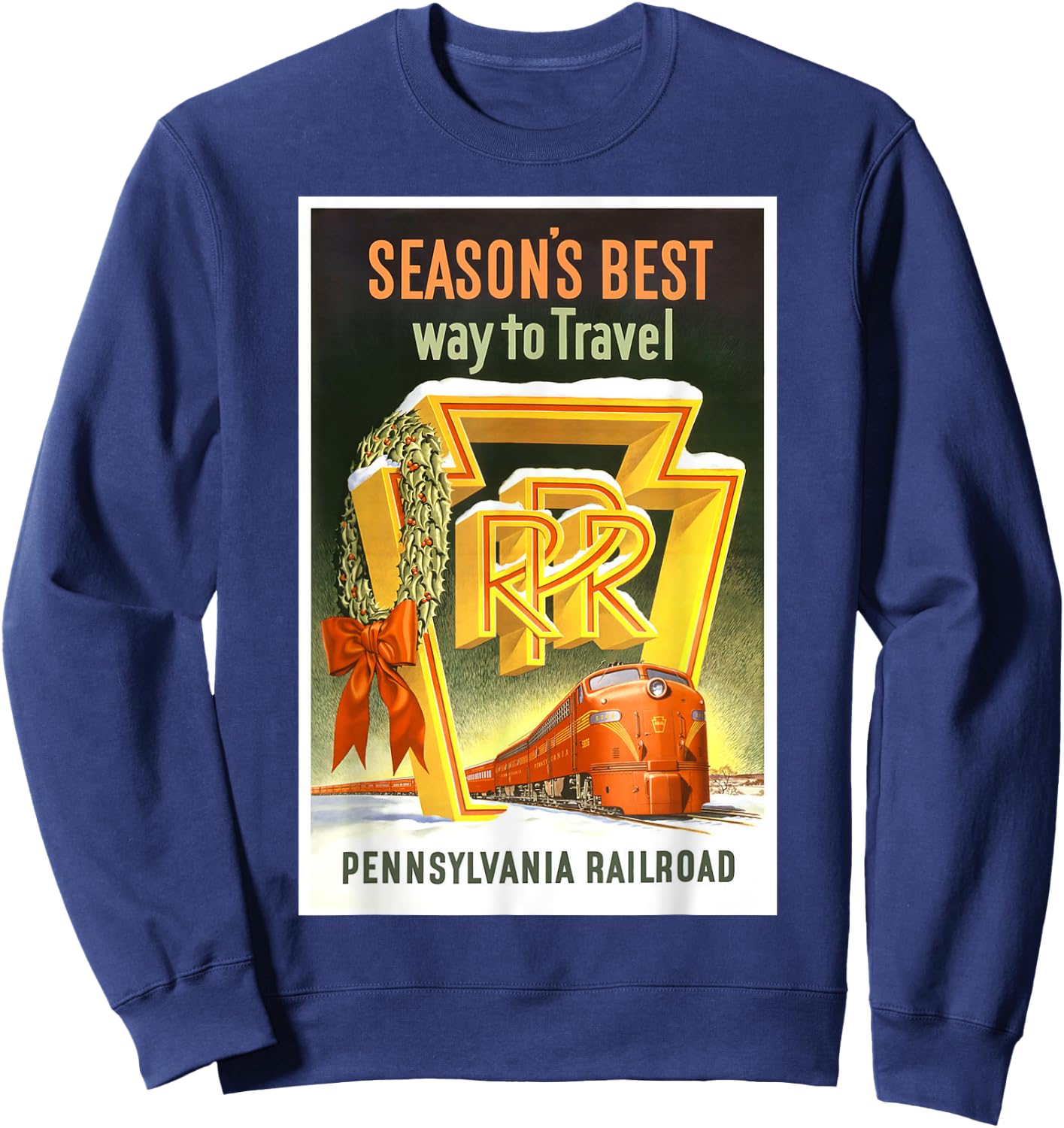 Pennsylvania PA Railroad Christmas Vintage Travel Shirt Sweatshirt - Sweatshirt | Navy
