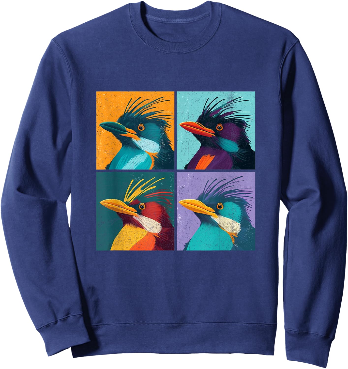 Macaroni Penguin Pop Art Design Illustration Colorful Animal Sweatshirt - Sweatshirt | Navy
