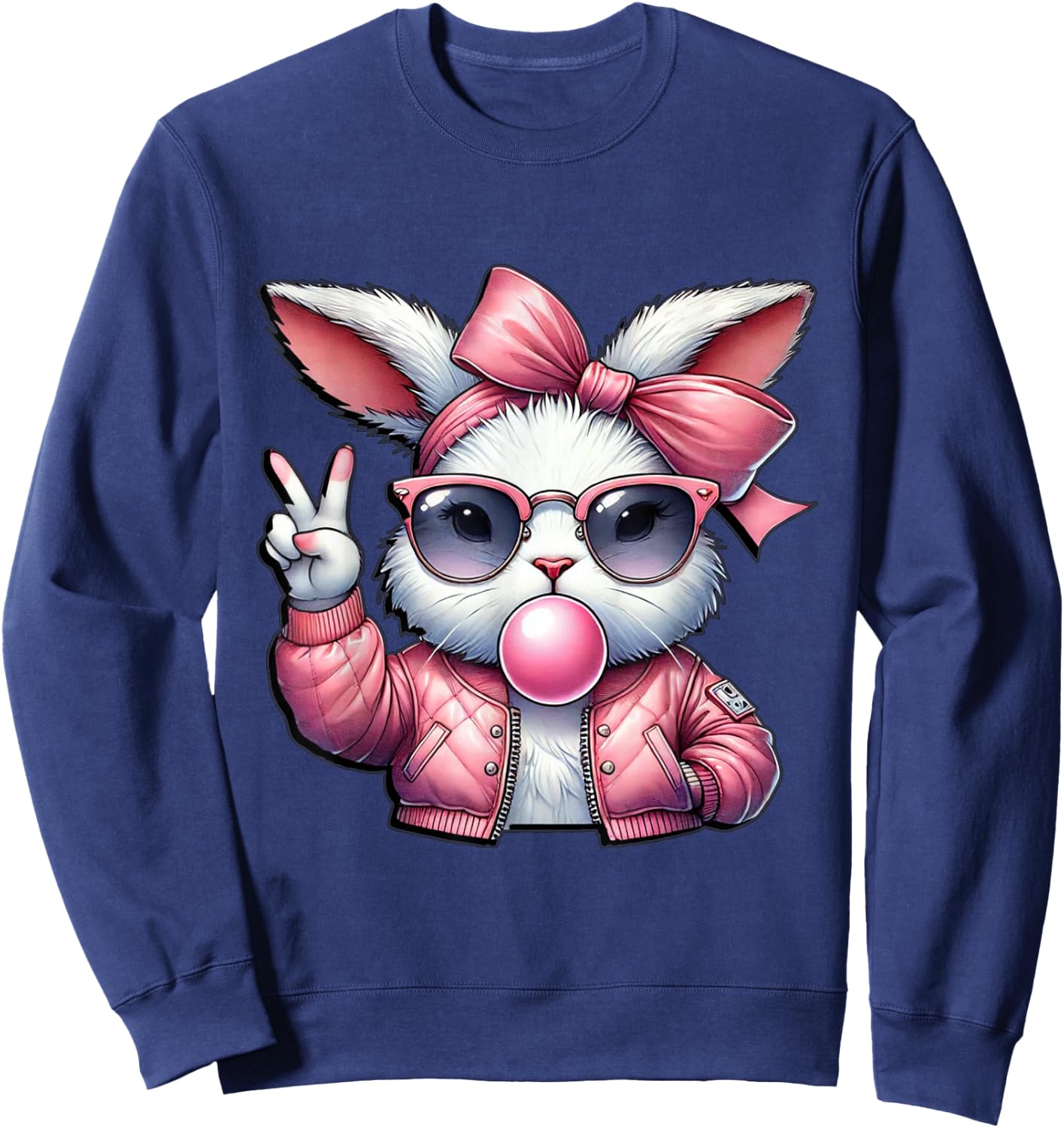 Cute Bunny Gothic Kawaii Egirl Alt Grunge Streetwear Sweatshirt - Sweatshirt | Navy