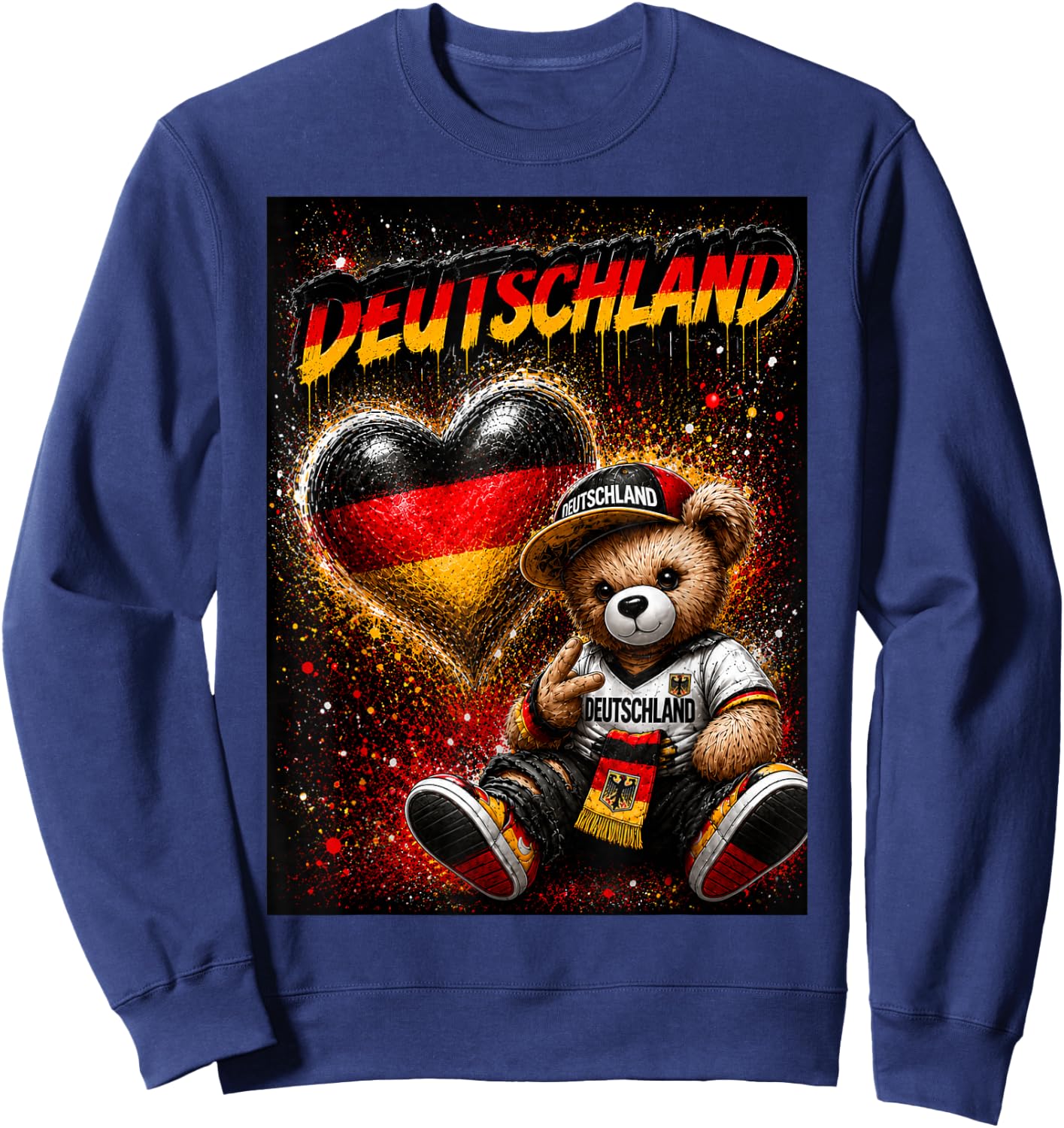 Deutschland Trikot Deutsche Flagge Germany Sweatshirt - Sweatshirt | Navy
