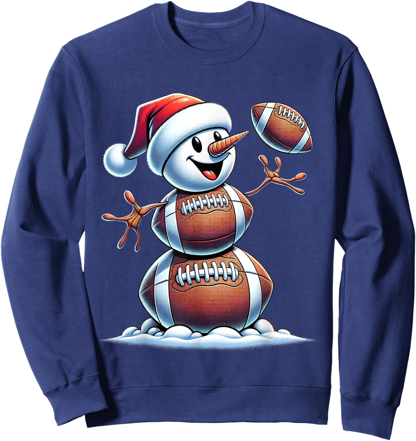 Football Snowman Christmas Cute American Football Kids Boys Sweatshirt - Sweatshirt | Navy