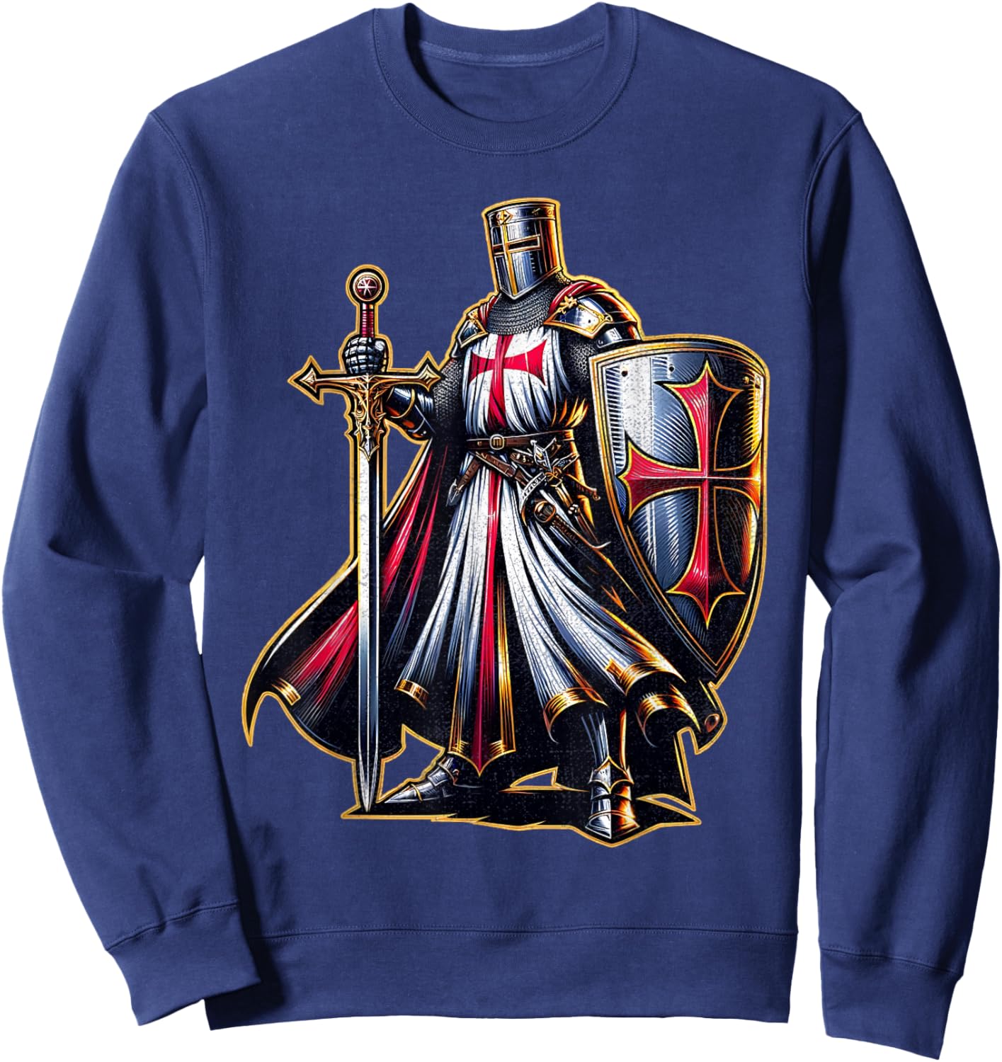 A Warrior of Christ Knights Templar Cross Aged Man , Black, S Sweatshirt - Sweatshirt | Navy