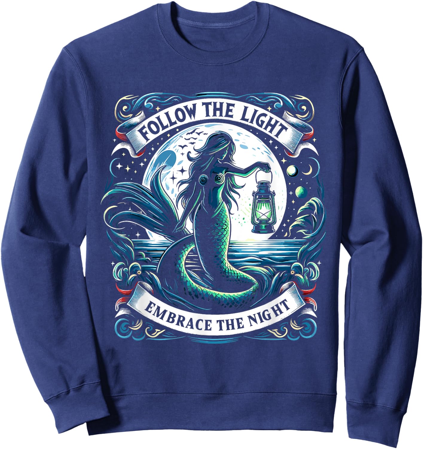 Spooky Sirens Horror Mermaid Creepy Mermaid Haunted Sea Sweatshirt - Sweatshirt | Navy